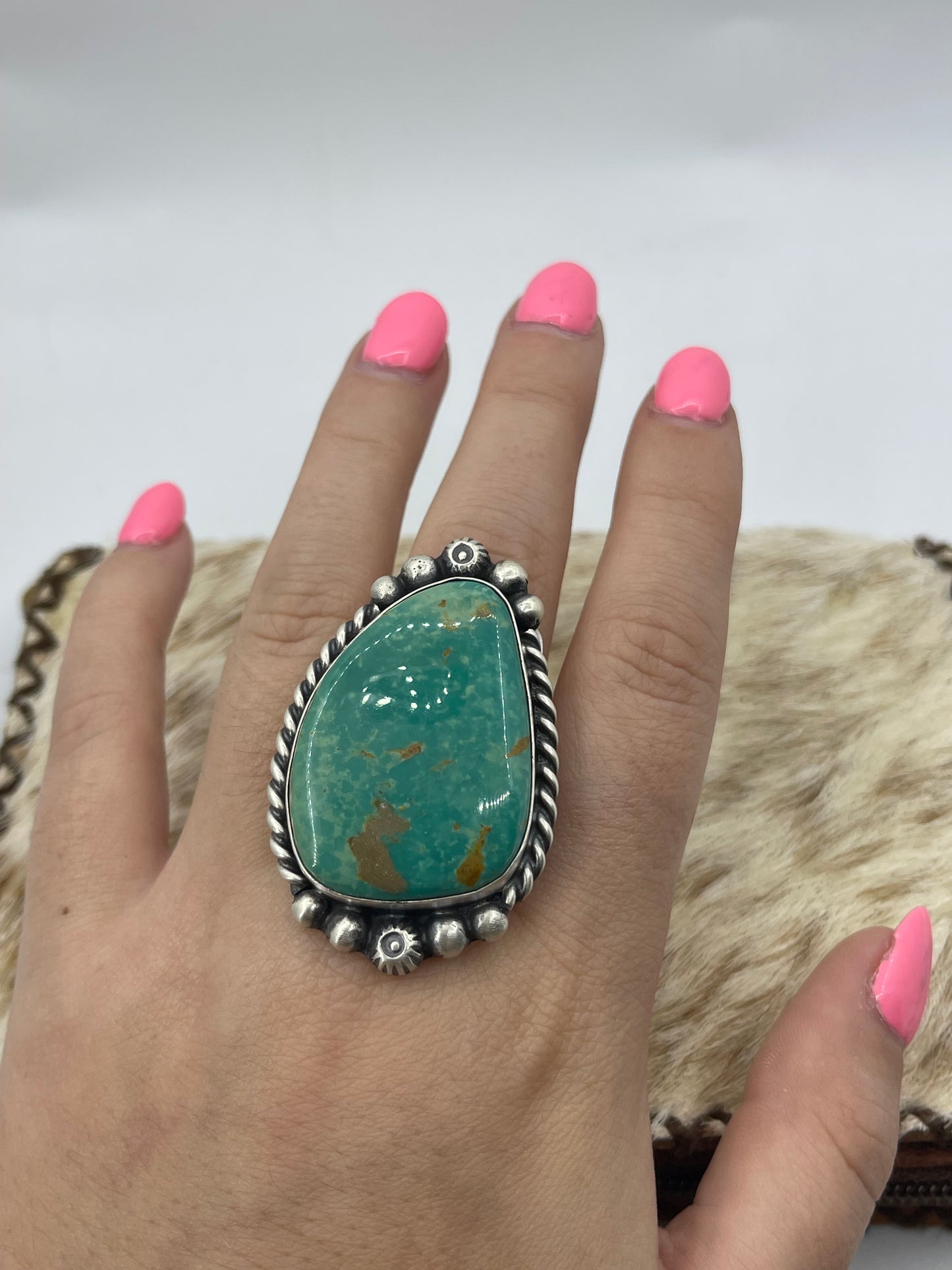 Royston Turquoise Adjustable Ring by Augustine Largo, Navajo