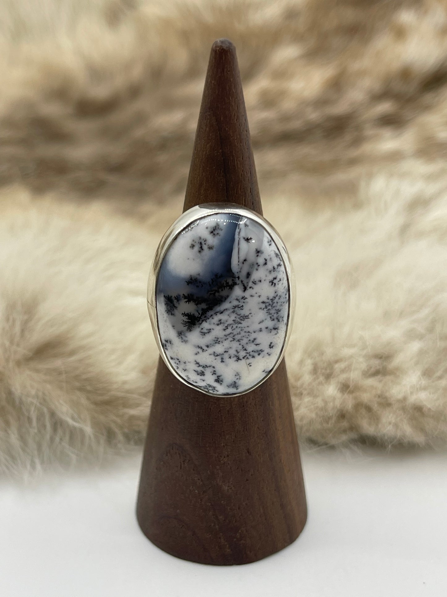 6.5 Dendrite Opal Ring by Lawrence Willie, Navajo