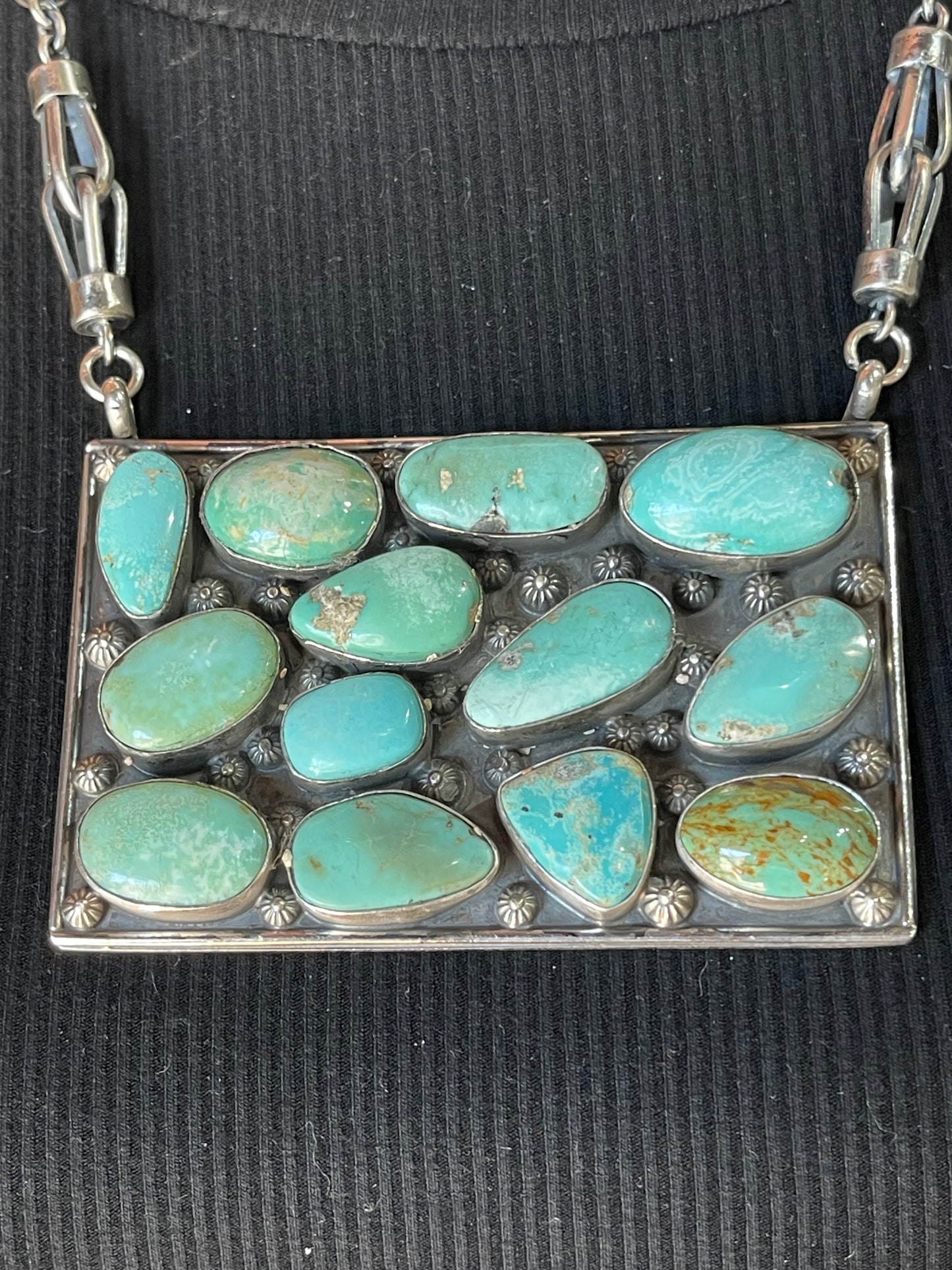 13 Stone Turquoise Necklace, Navajo Made