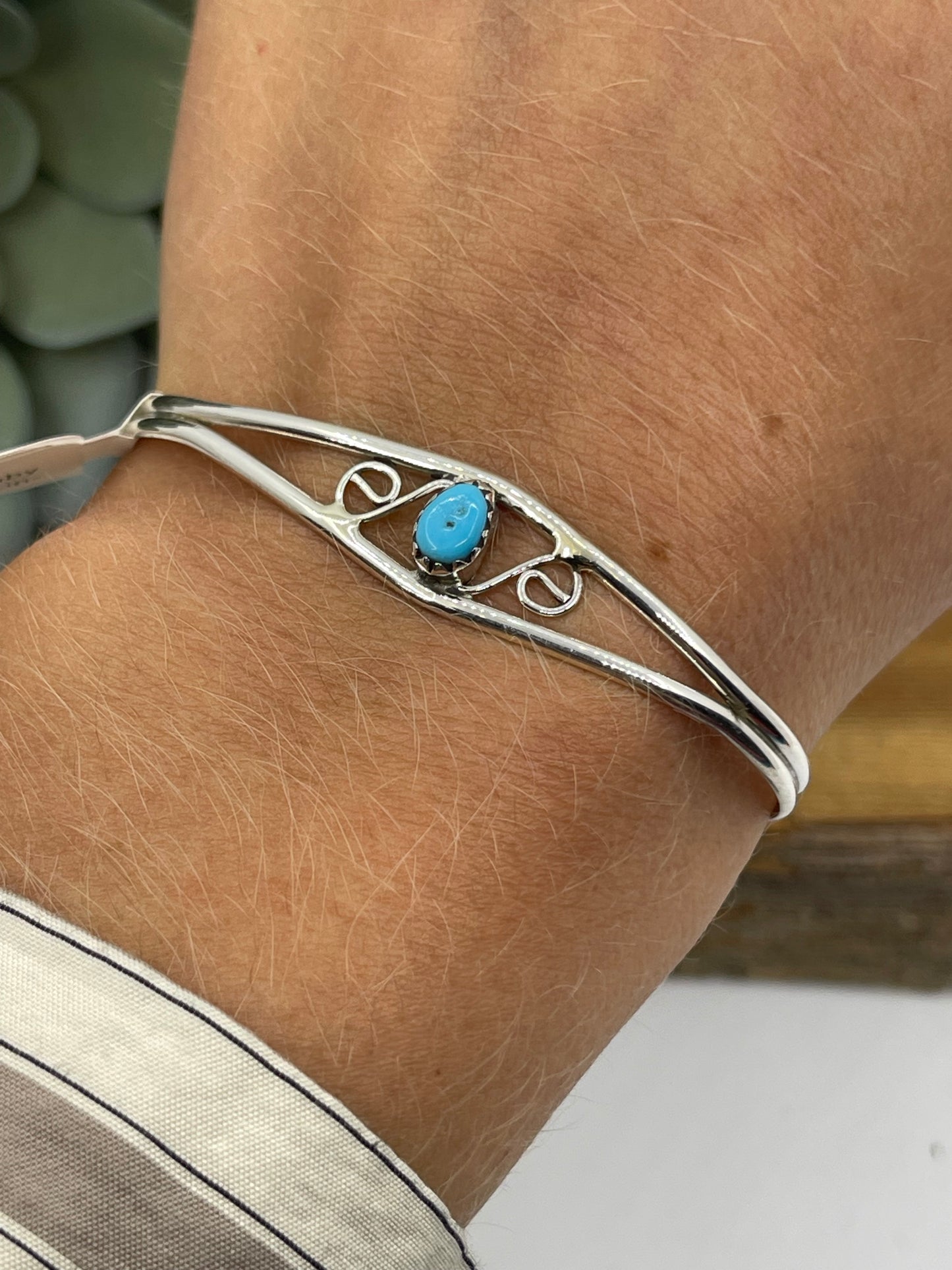 Turquoise Oval Baby Bracelet by Judy Lincoln, Navajo