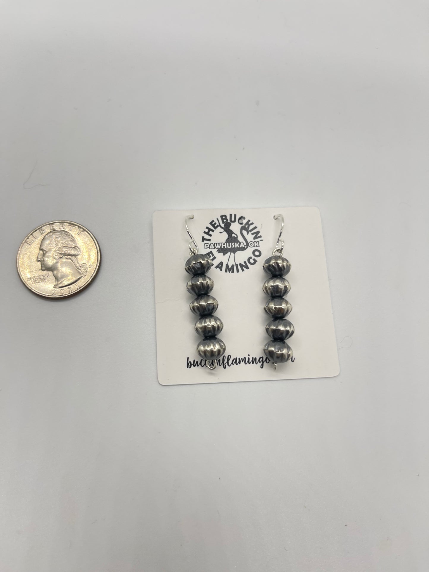 20" 8mm Handmade Navajo Pearls Necklace and Dangle Earrings Set by Crystal Hailey, Navajo