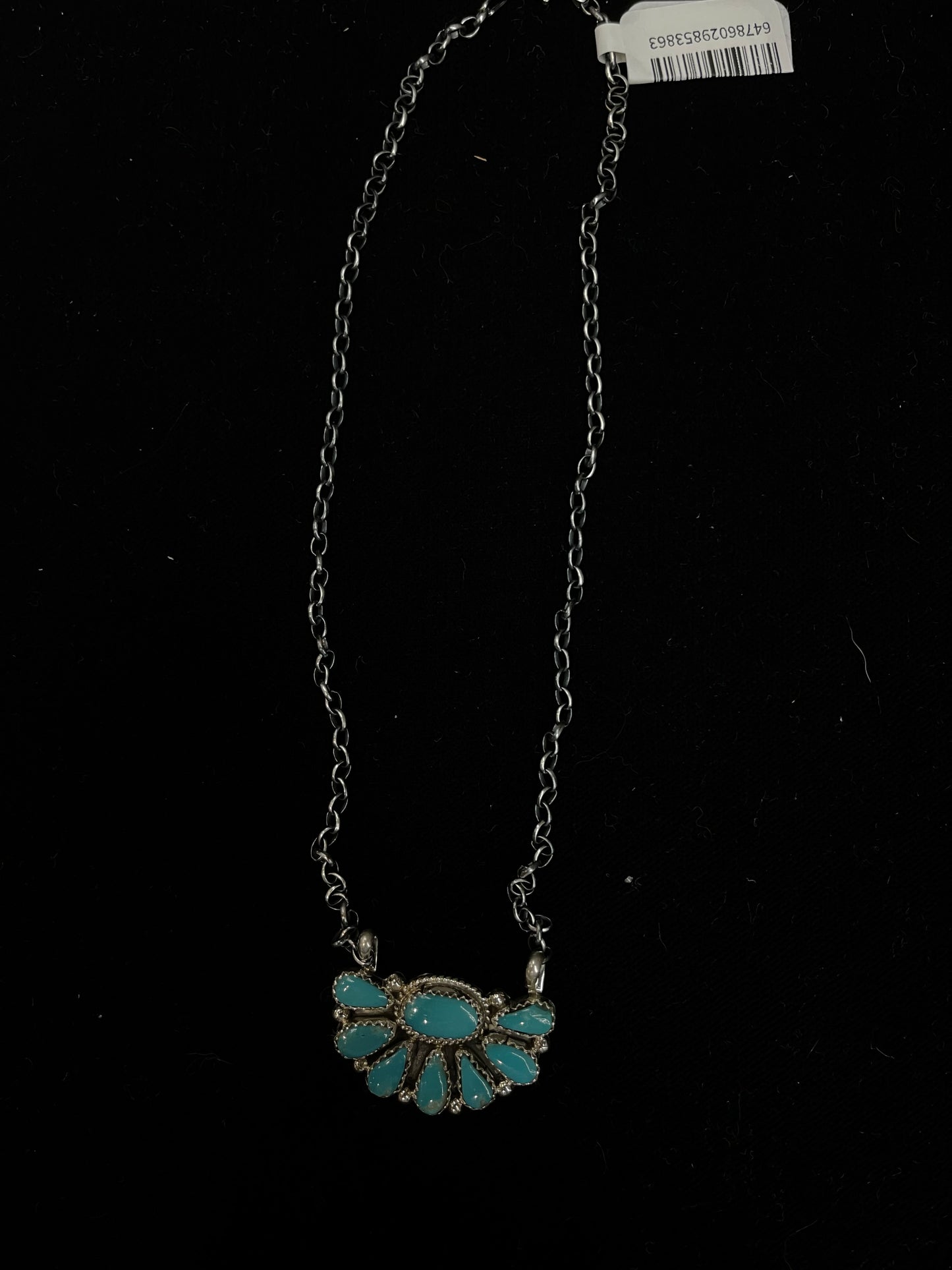 16" Turquoise Half Cluster Necklace by Alicia Wilson, Navajo
