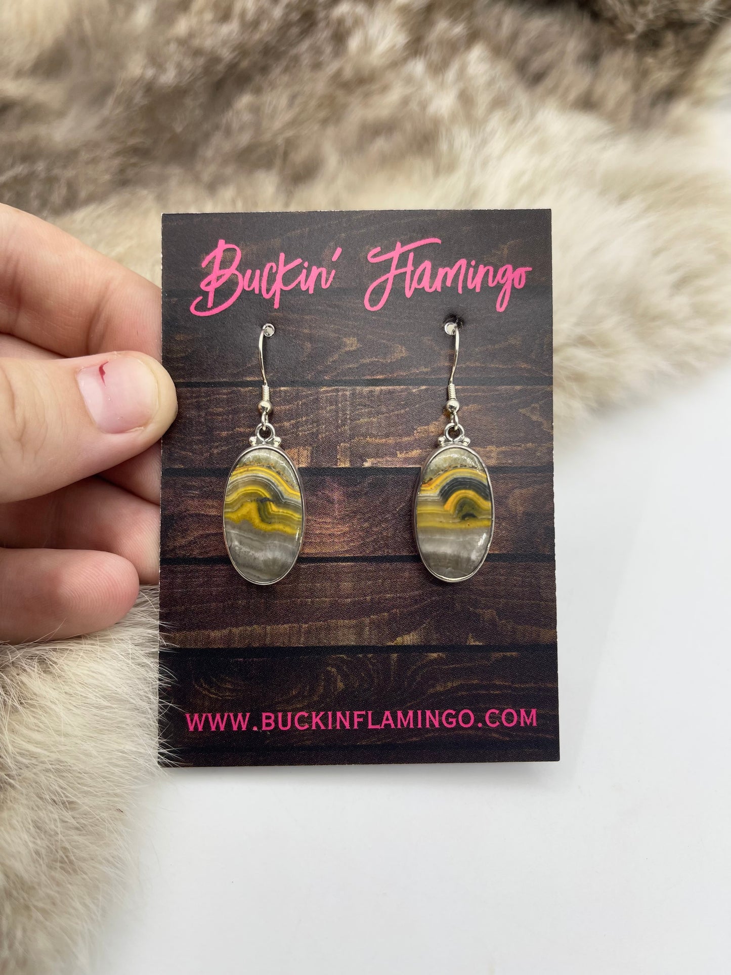 Oval Bumblebee Jasper Hook earrings
