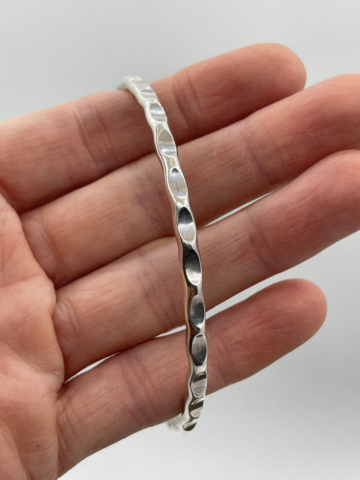 8" Wavy Silver Bangle by Elaine Tahe, Navajo