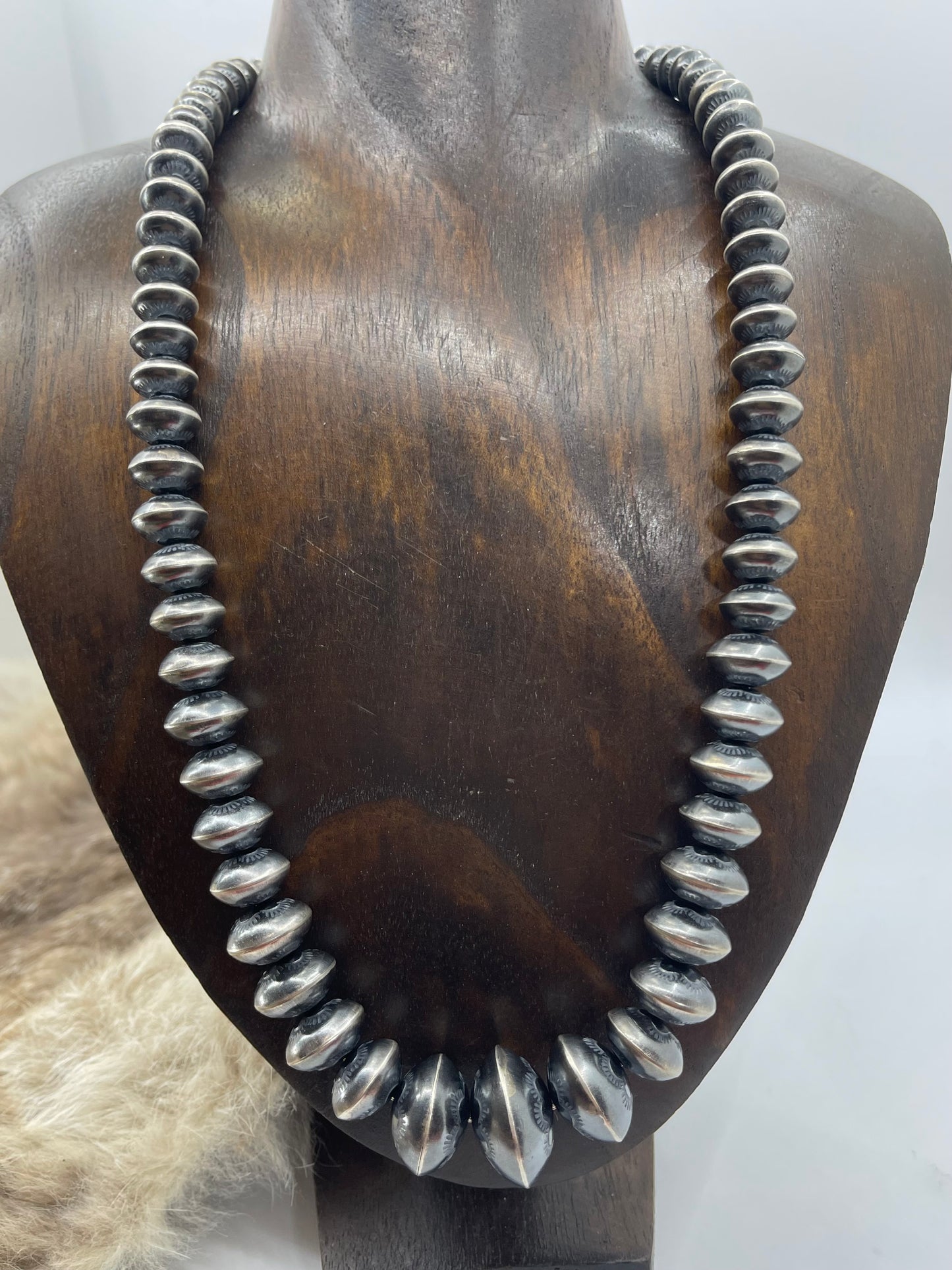 9mm-22mm Graduated Stamp Handmade Navajo Pearls by M. James, Navajo
