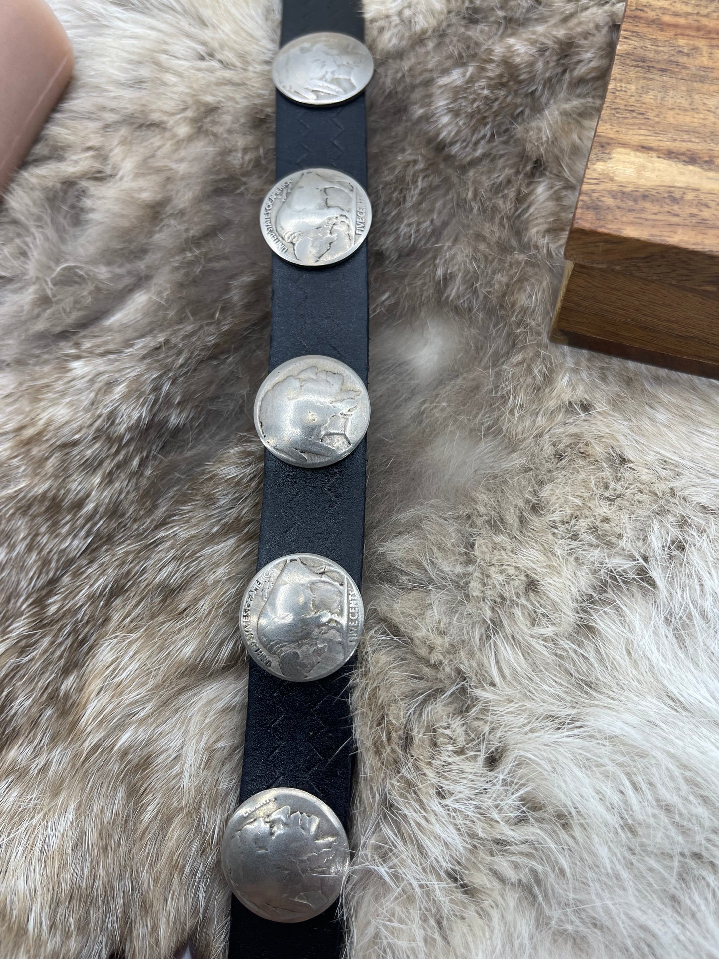 10" Buffalo Nickel on Black Leather