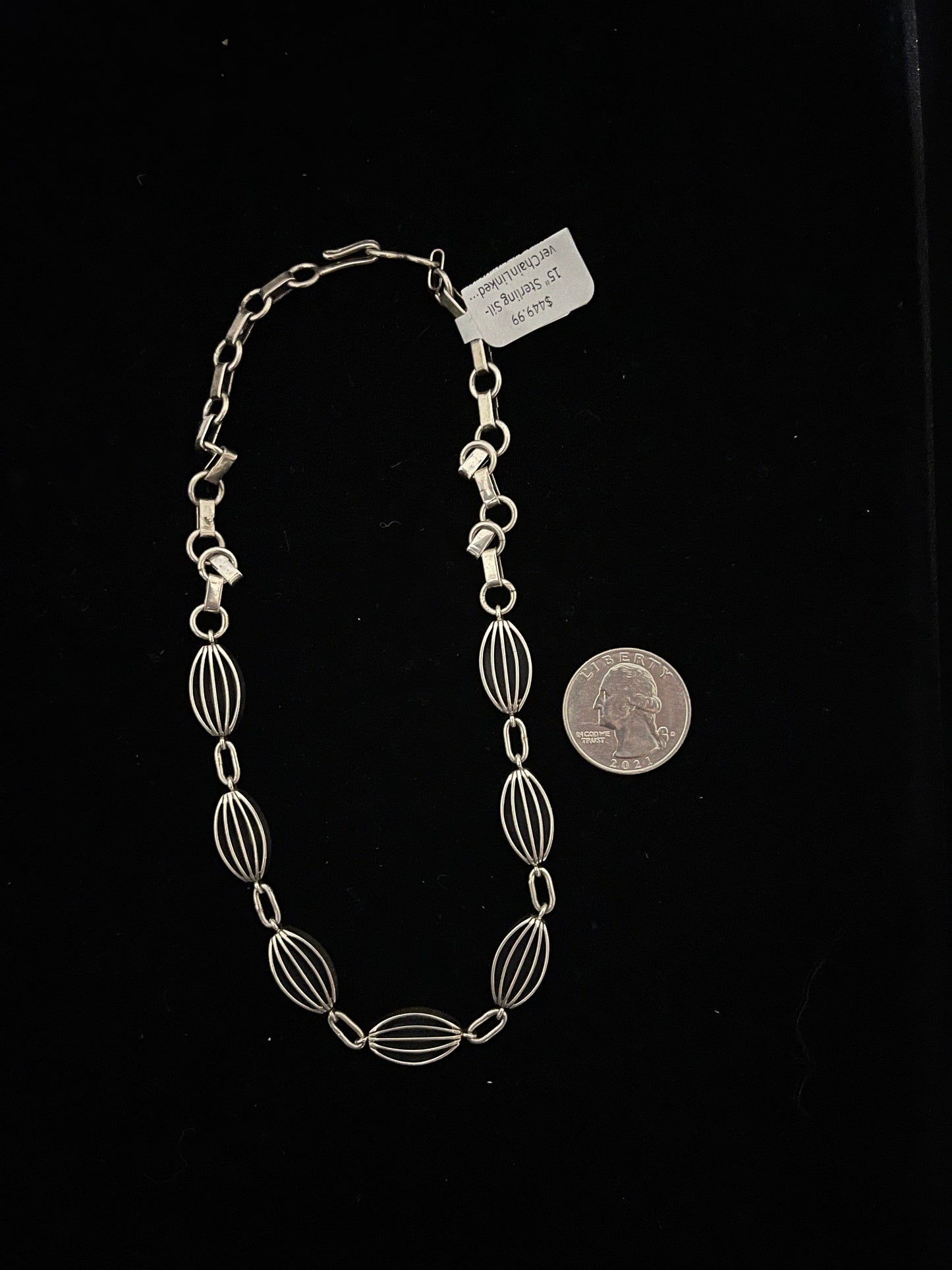 15" Sterling Silver Chain Linked Necklace by James Bahe, Navajo