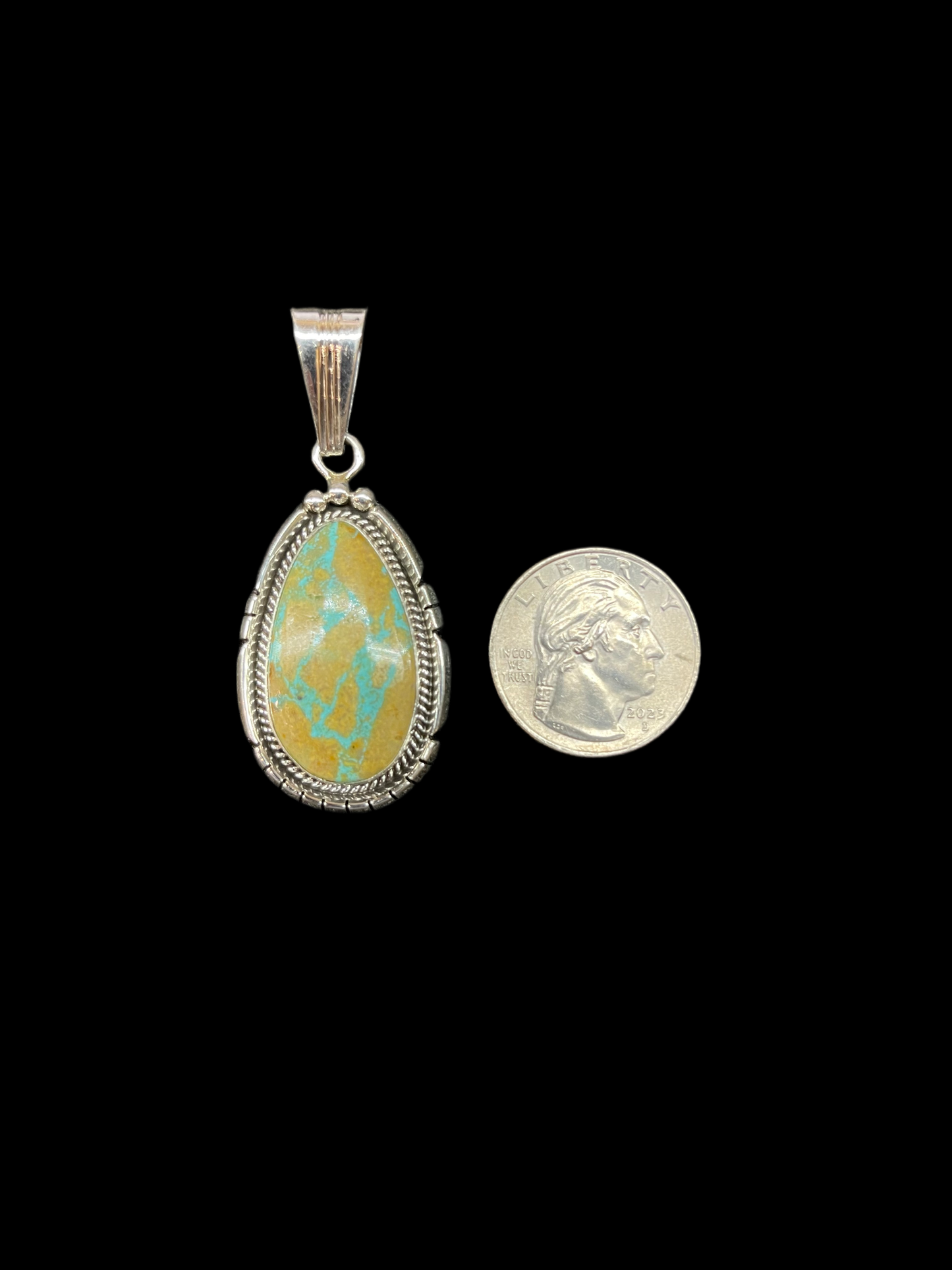 Cripple Creek Turquoise Pendant by Samuel Yellowhair, Navajo