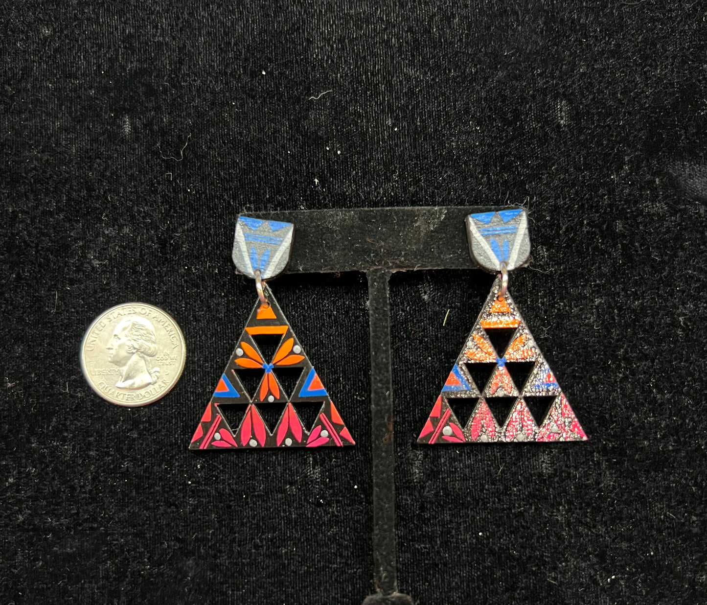 Hand Cut & Hand Painted Post Dangle Earrings by Micah Garcia Santo Domingo