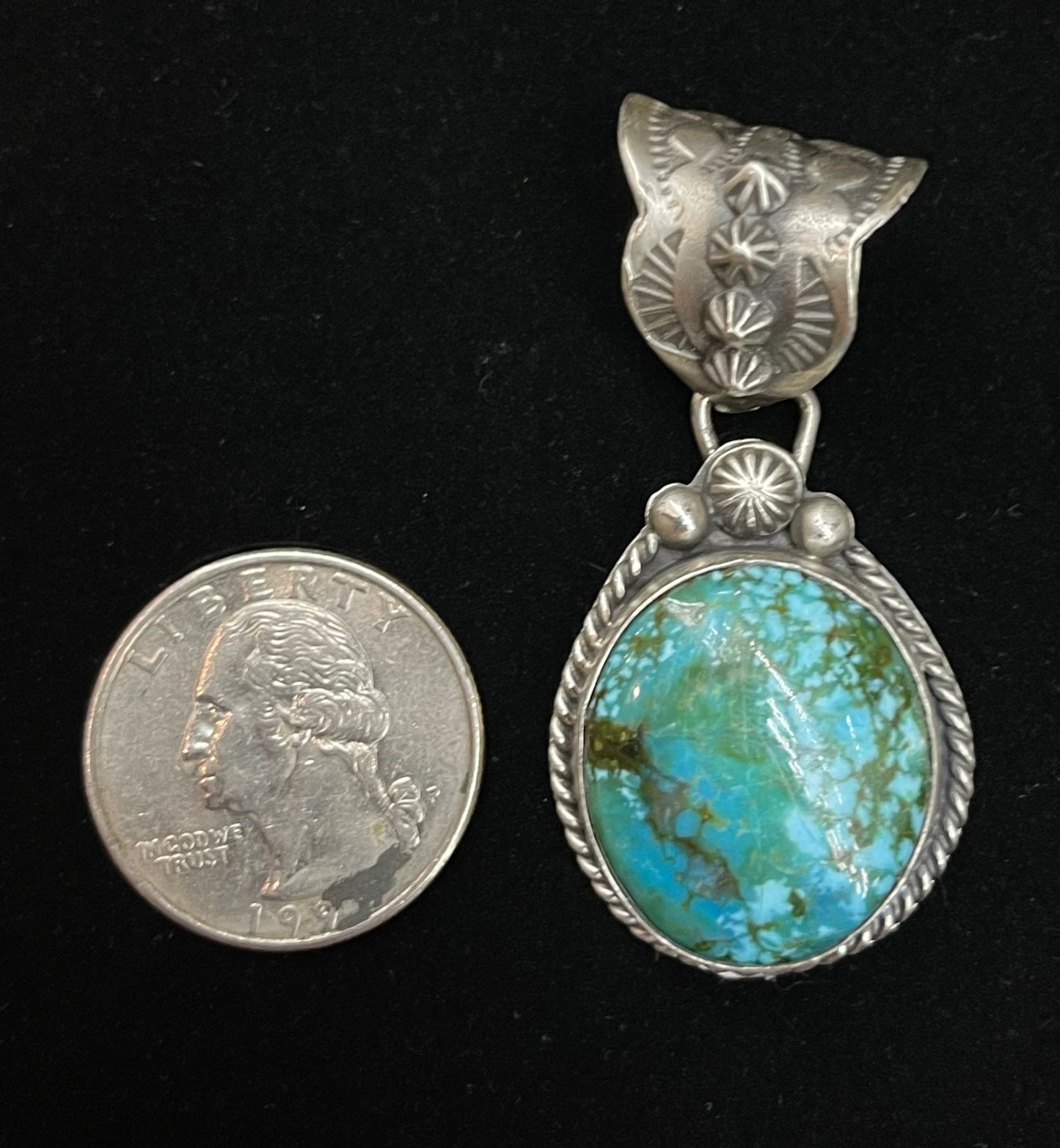 High Grade Kingman Spider Web Pendant by Boyd Ashley, Navajo