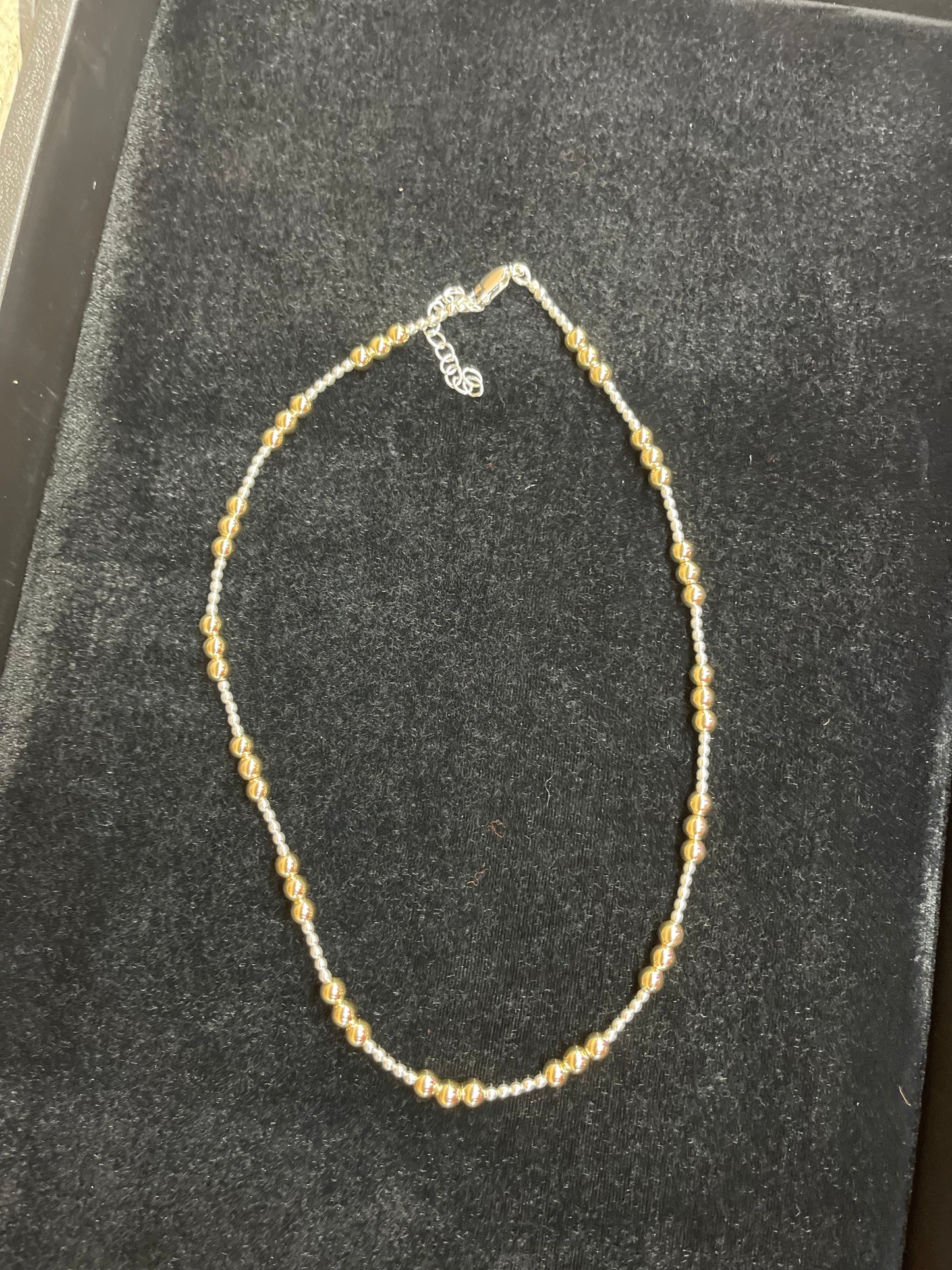 14k Gold Filled and Silver Beads 16" +2" extender Necklace