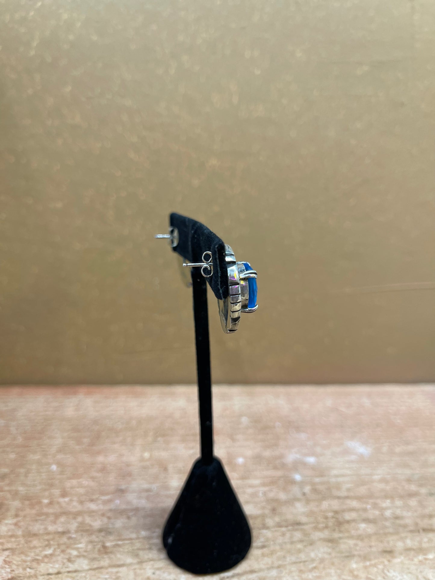 Blue Topaz and Sterling Silver Oval Earrings