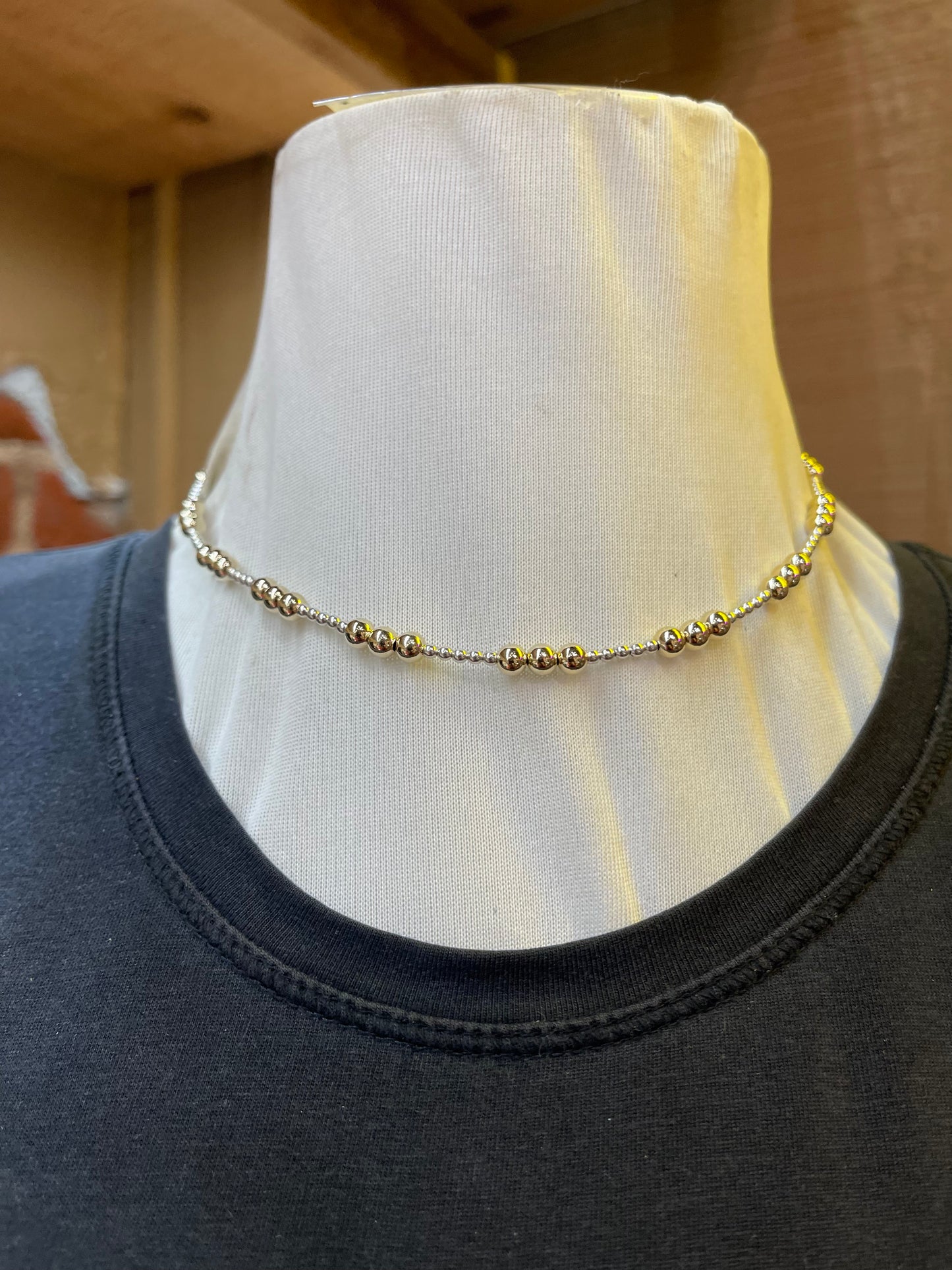14k Gold Filled and Silver Beads 16" +2" extender Necklace