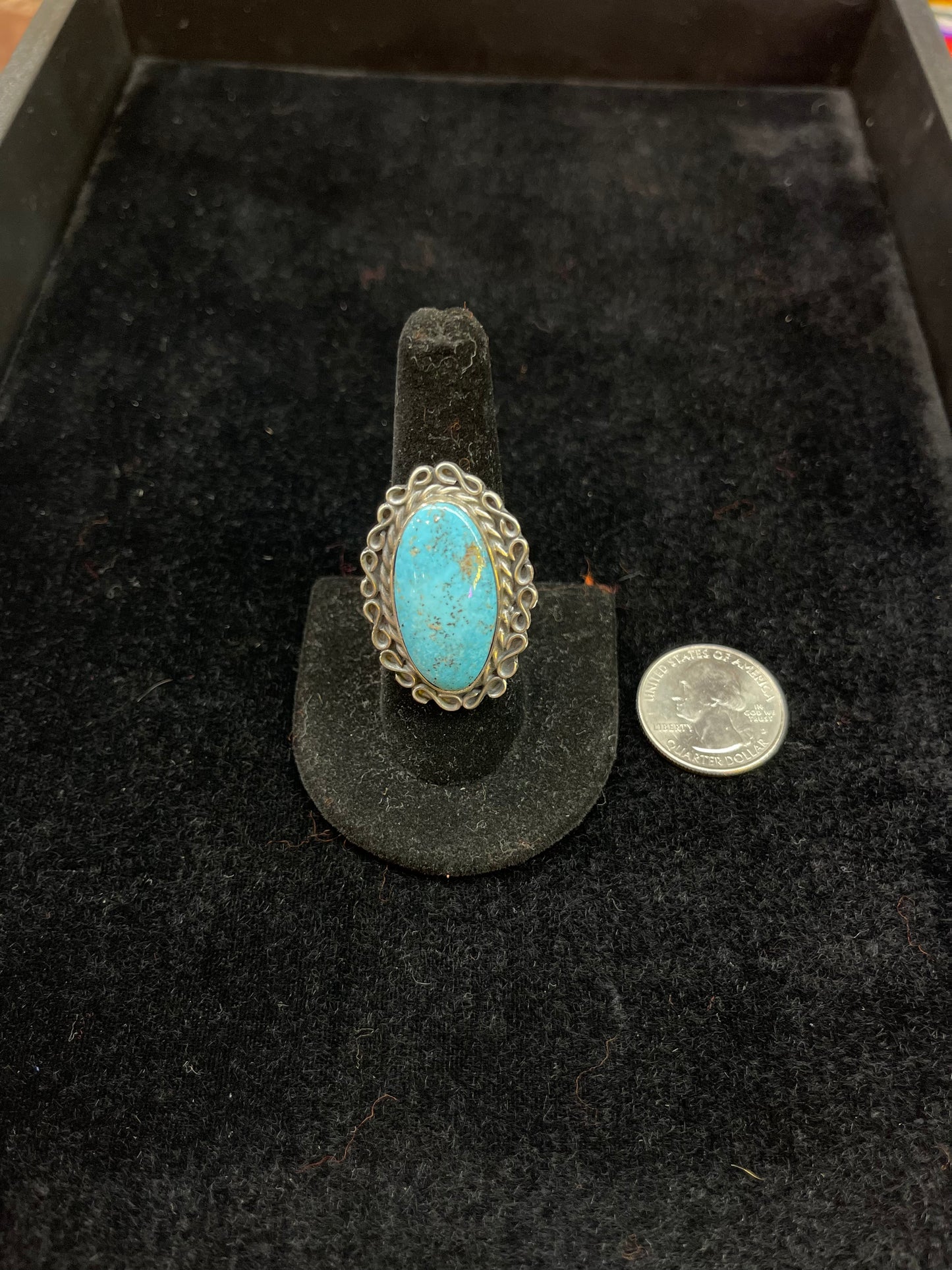 Turquoise Oval Stamped Ring