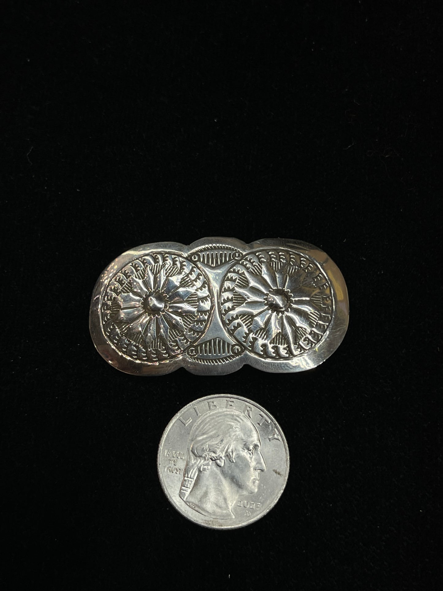 Stamped Hair Barrette by Arlene Soce, Navajo