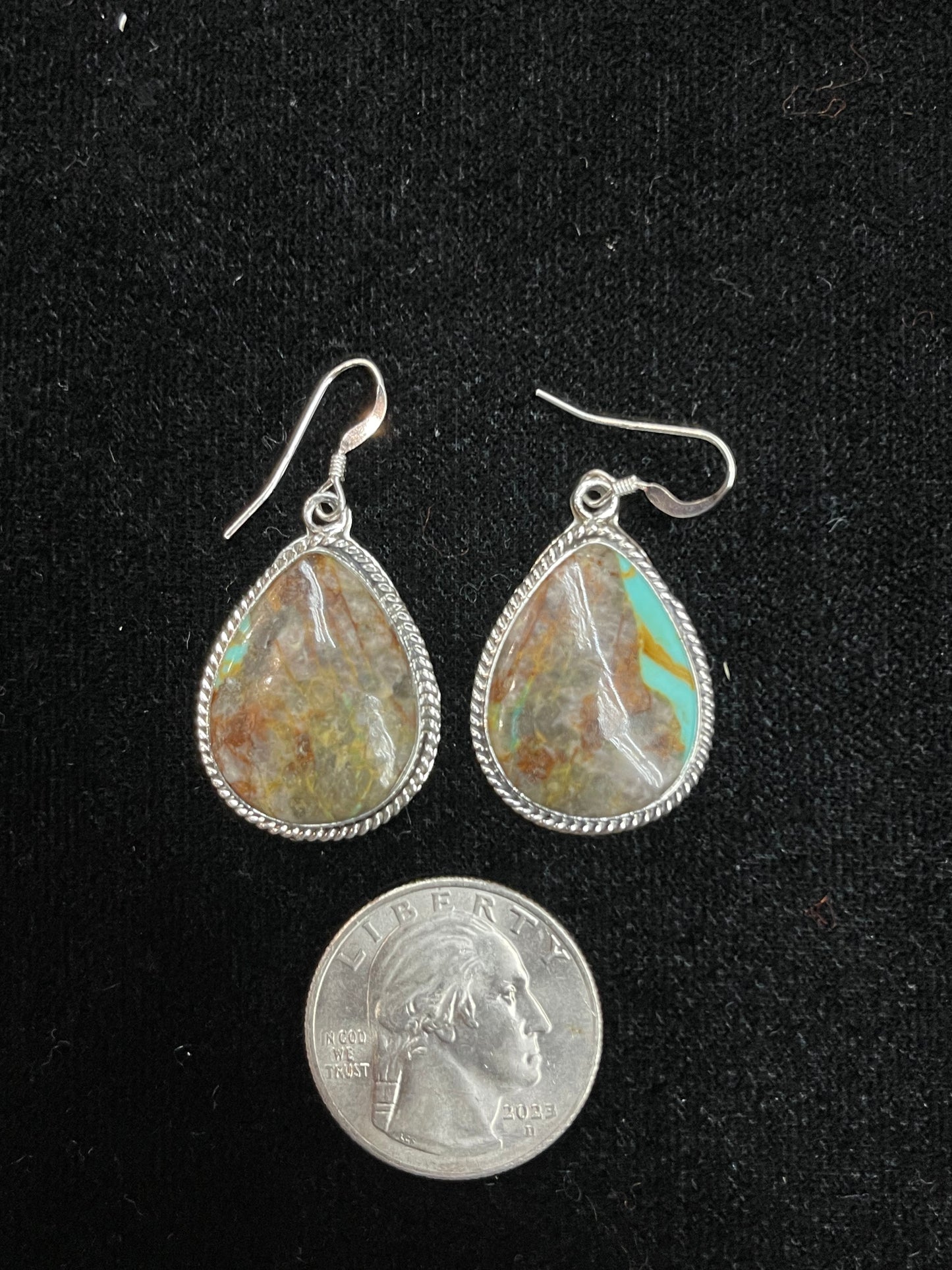 Boulder Turquoise Dangle Earrings by Rosie Chee, Navajo