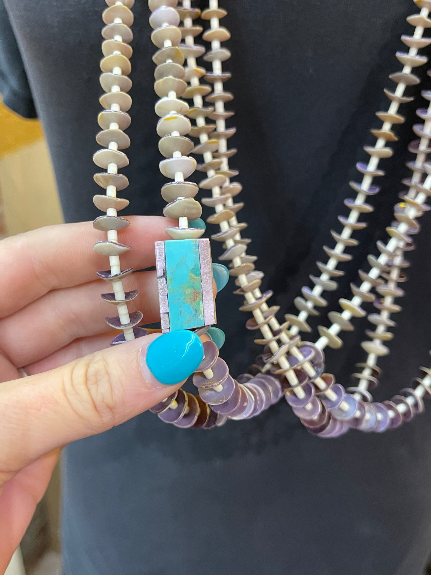 4 Strand Wampum Shell Necklace by Jolene Bird, Santo Domingo