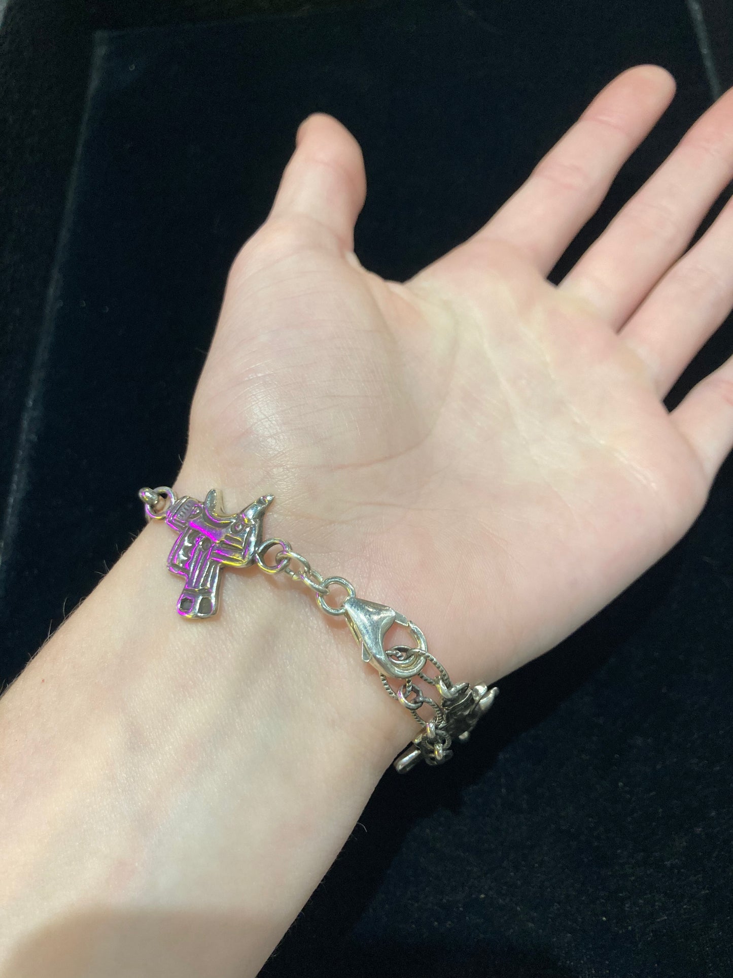 Horse And Saddle Charm Bracelet by Russell Sam, Navajo