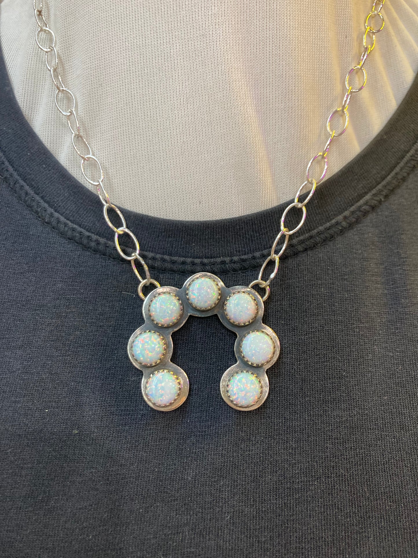 LOT 13 7/5 White Opal 7 Stone Necklace