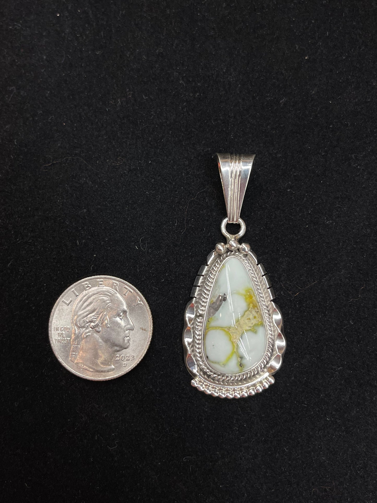 Palamino Turquoise Pendant by Samuel Yellowhair, Navajo