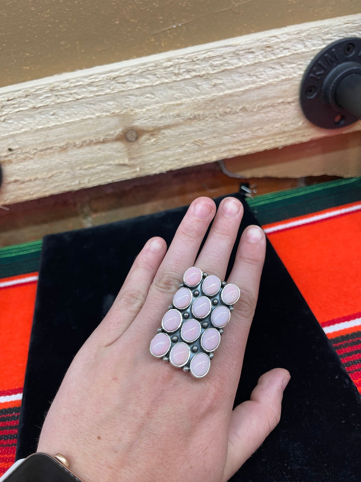 12 Piece Adjustable Pink Conch Shell Ring