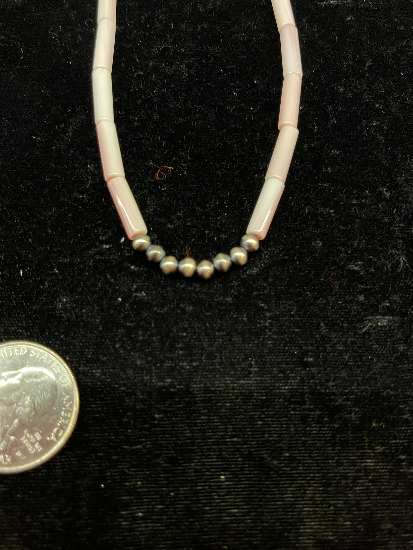 Pink Conch Shell and Navajo Pearl Necklace