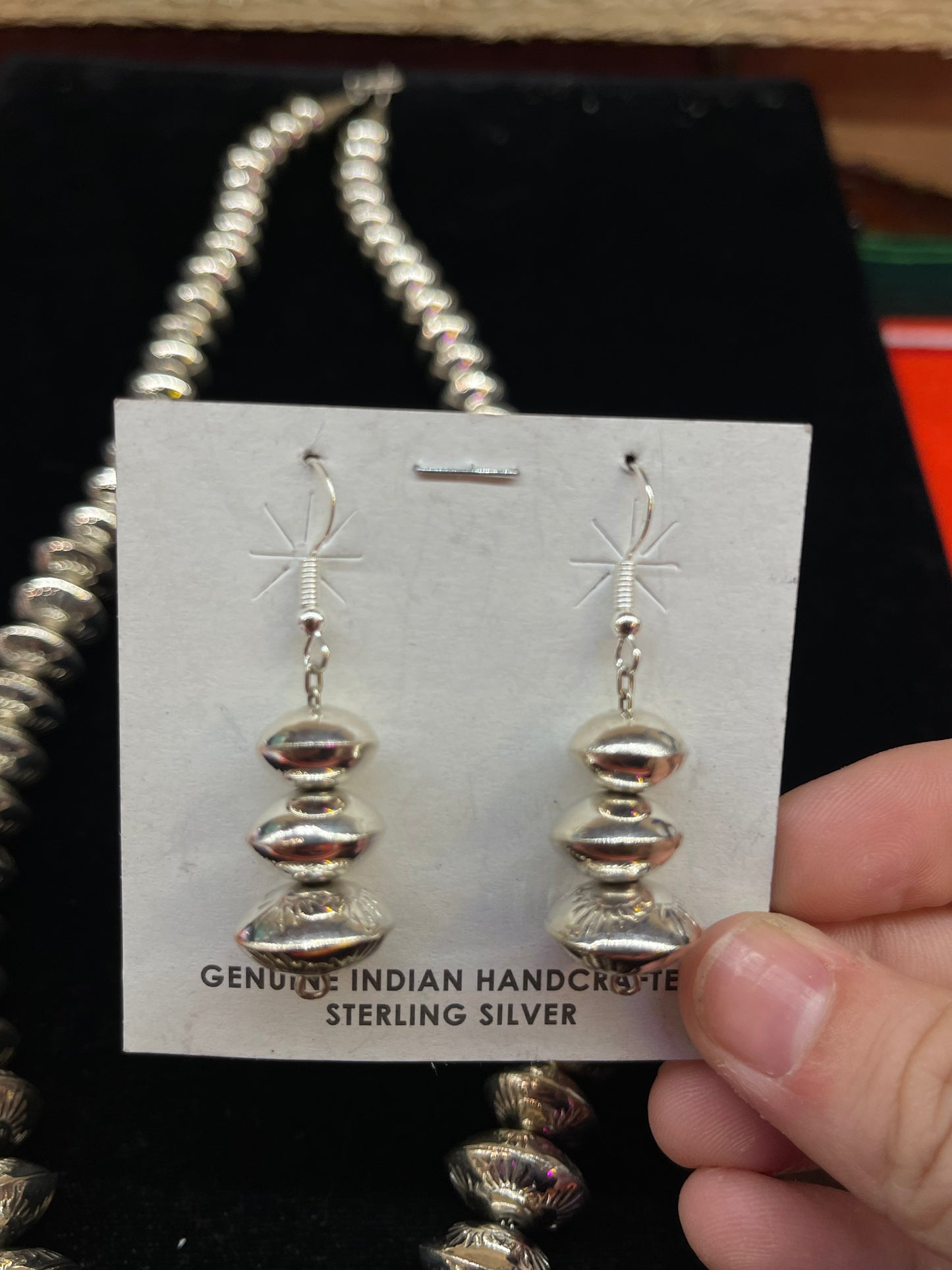 Navajo Pearl Necklace and Earrings