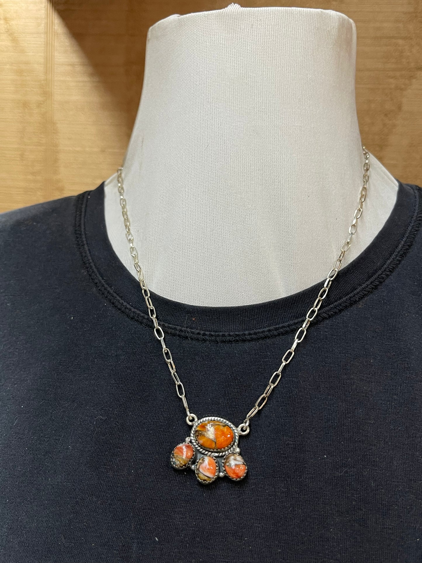 20" Spiny Turquoise Cluster Necklace by Hada Collection
