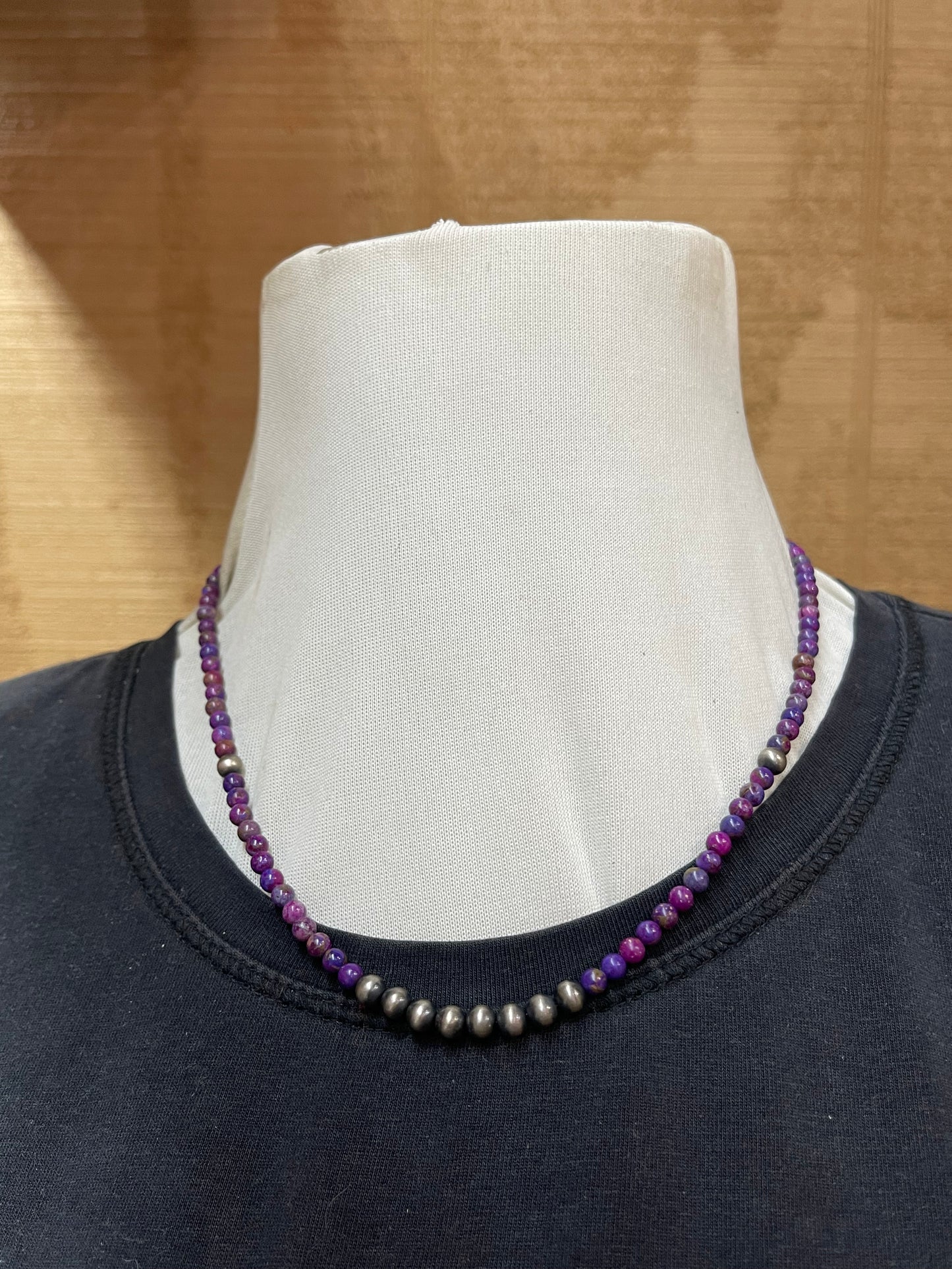 18" 4mm Purple Mojave Beads 5mm Navajo Pearls