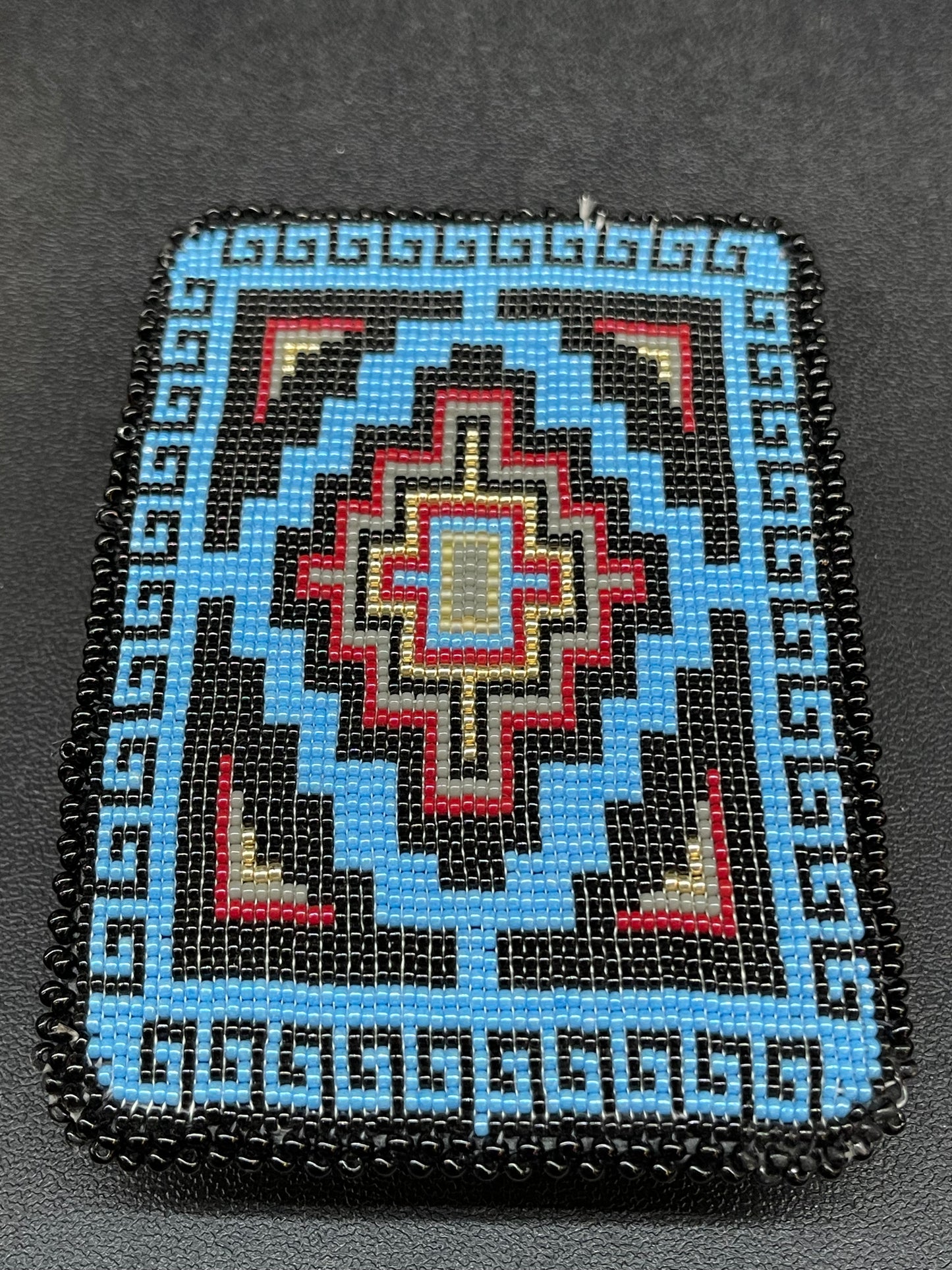 Blue Beaded Belt Buckle