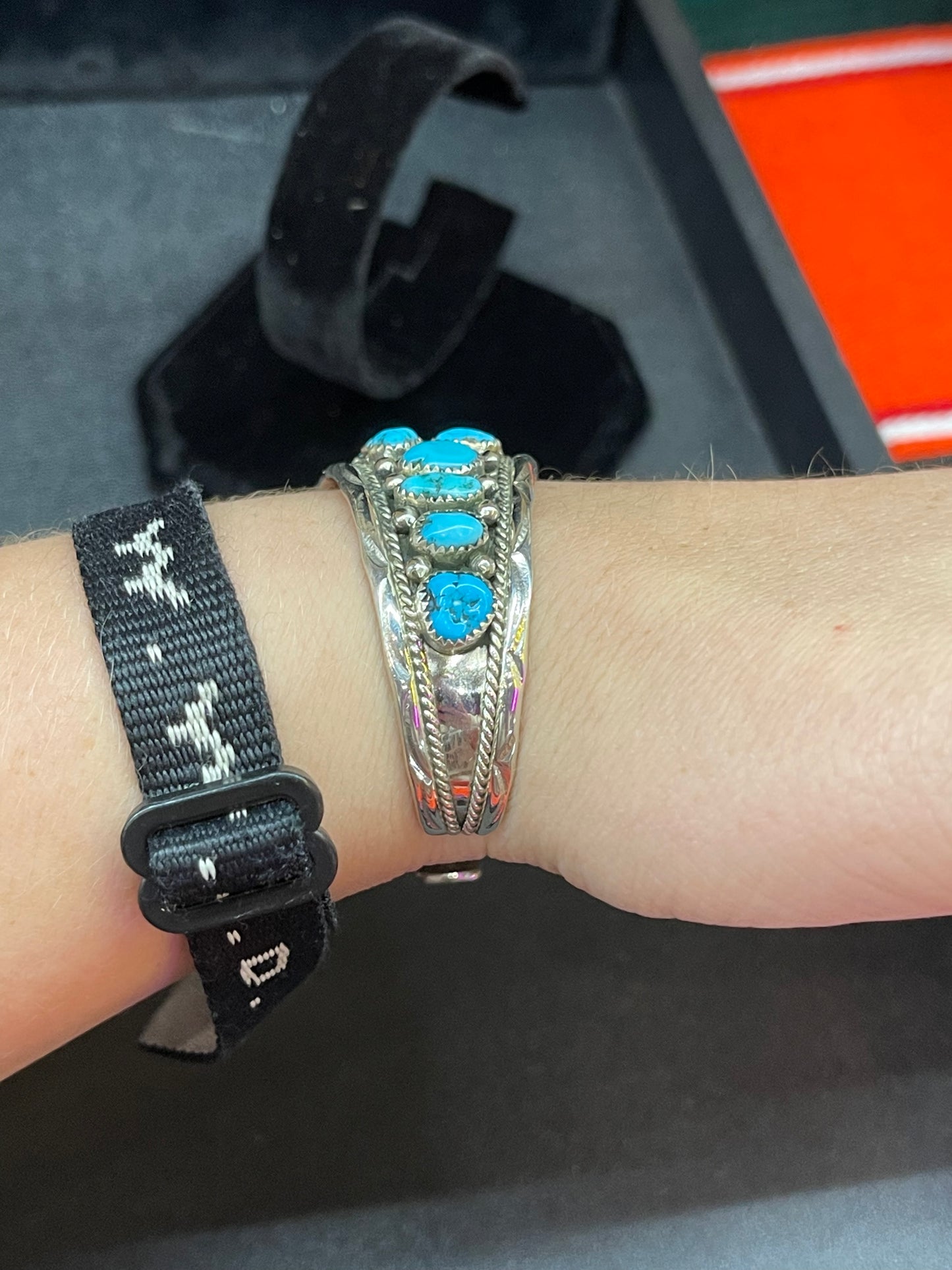 6.5" Sleeping Beauty Cuff Bracelet by Anita Whitegoat, Navajo