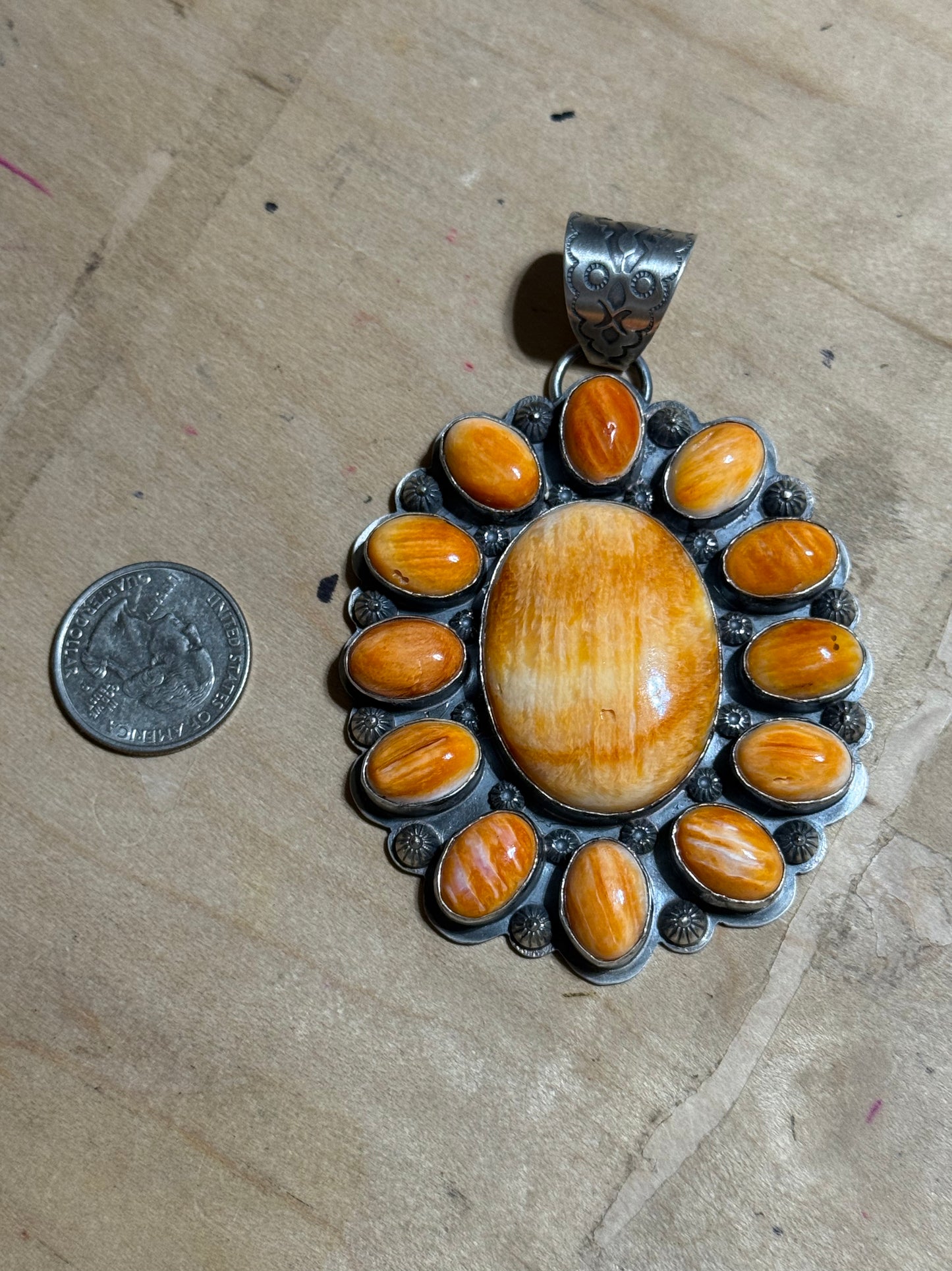 Spiny Oyster Cluster Pendant by Ned Nez, Navajo