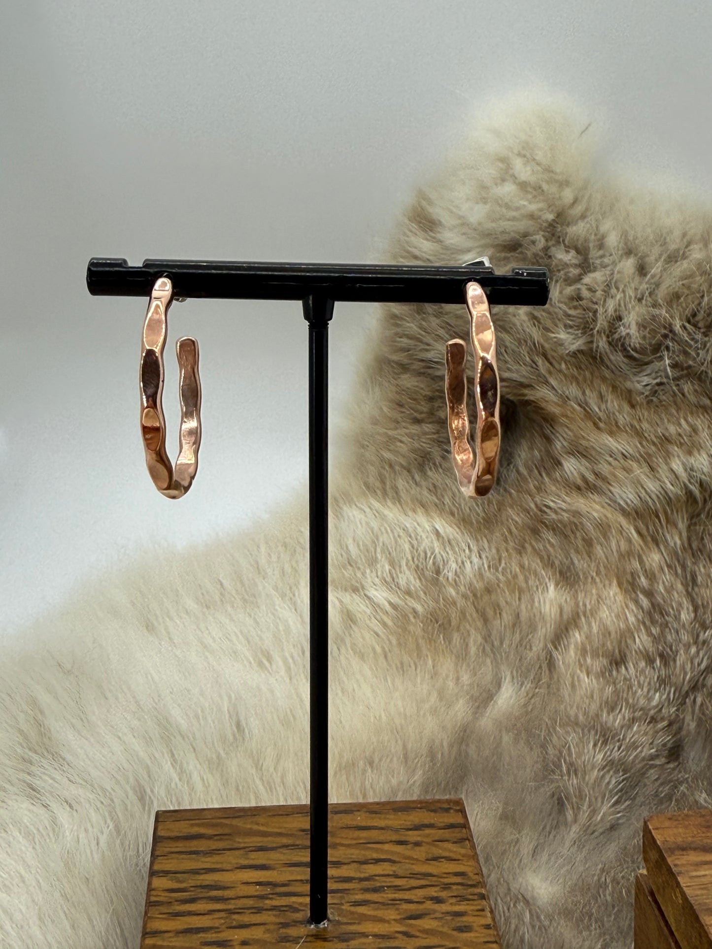 Hammered Wire Copper Hoops by Elaine Tahe, Navajo