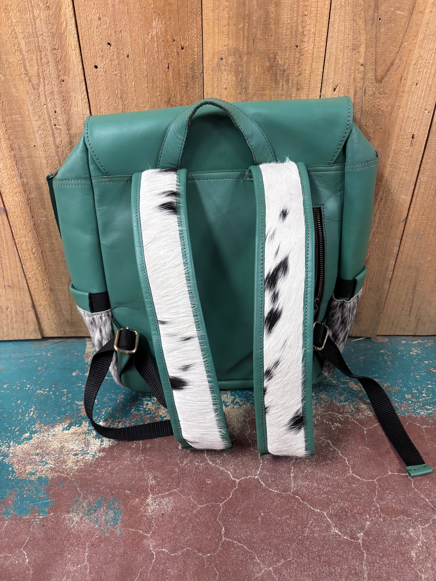 Turquoise Cowhide Tooled Leather Backpack