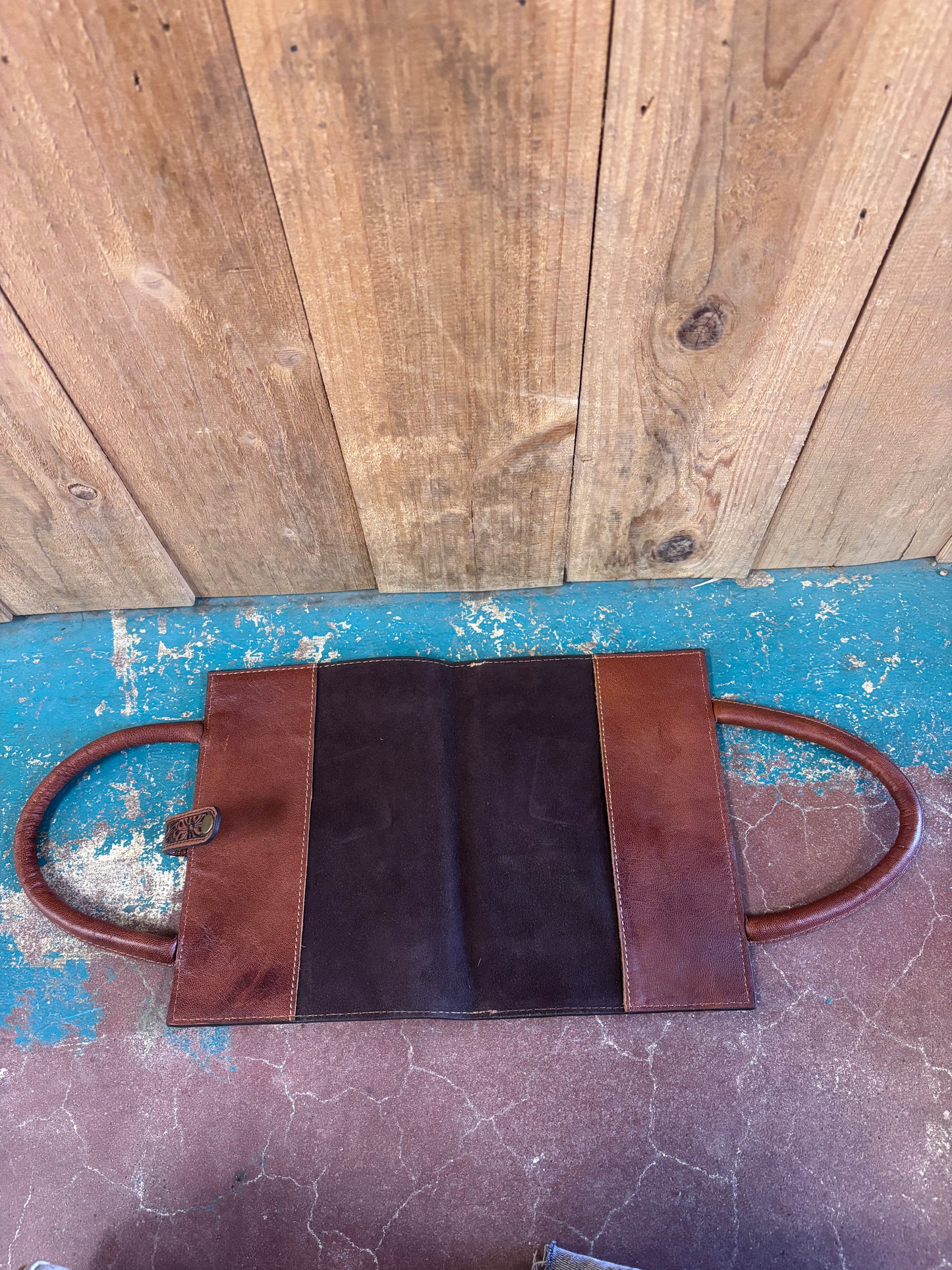 Brown And White Cowhide Tooled Portable Bible Cover