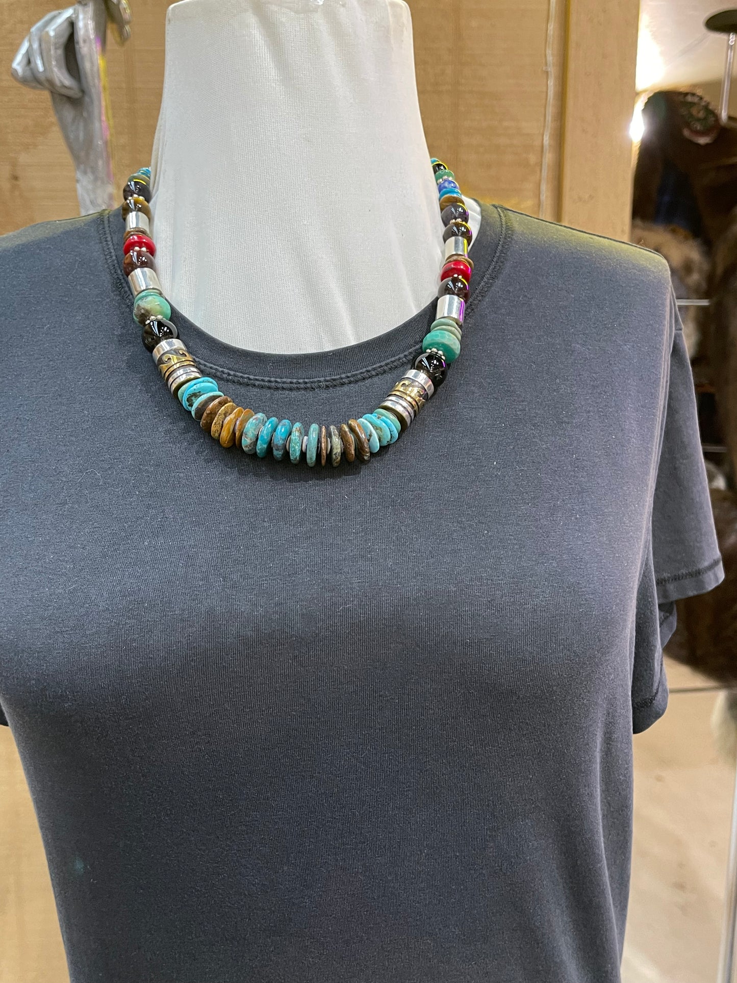 20" Multi Stone Necklace by Tommy and Rose Singer, Navajo