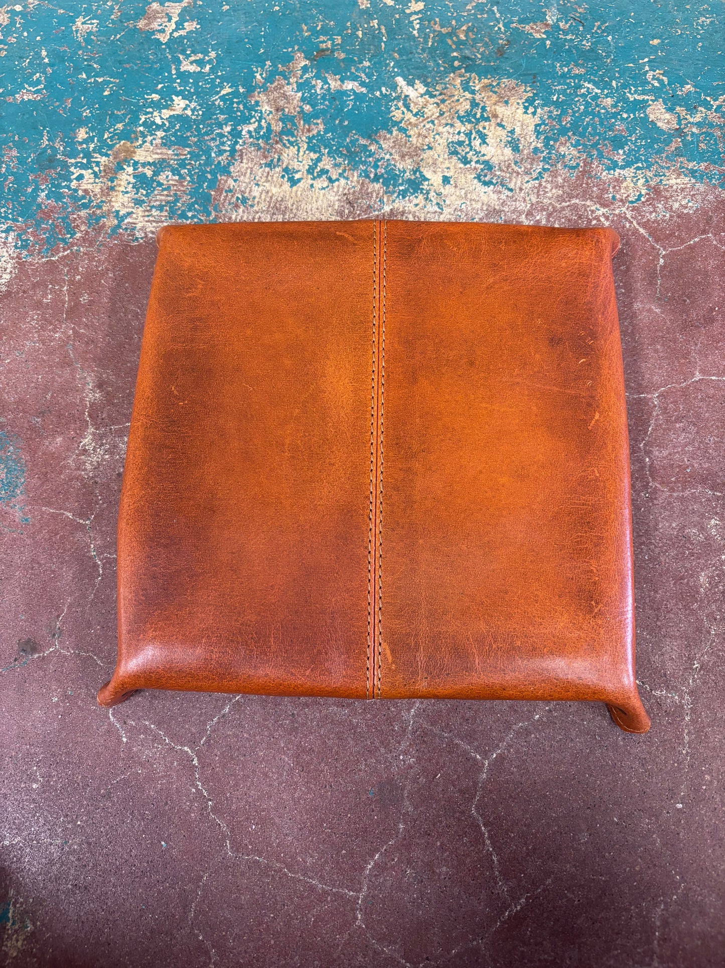 Red- Brown Leather Red And White Inlay Jewelry Tray