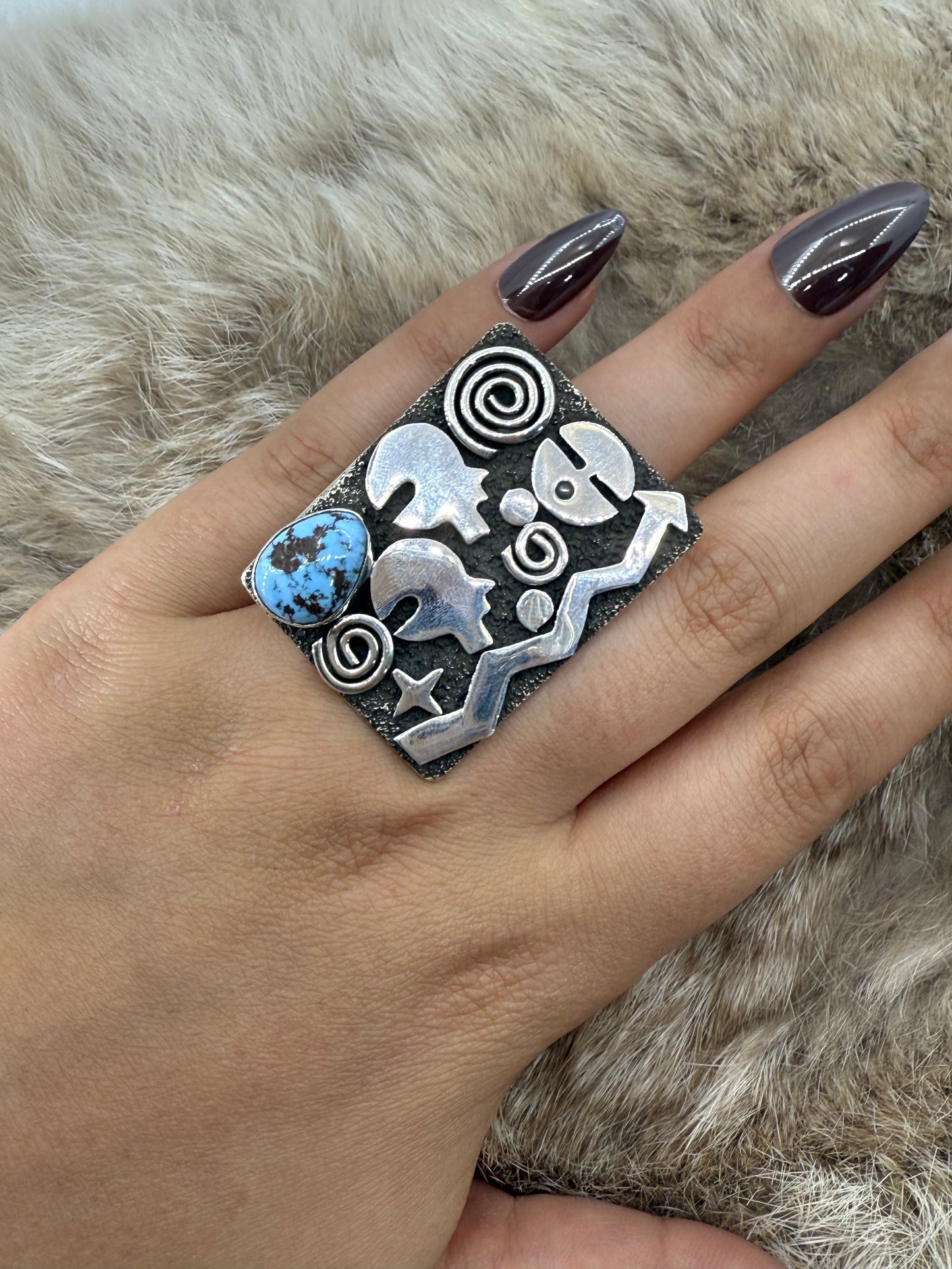8.0 Kingman Turquoise Ring by Alex Sanchez, Navajo