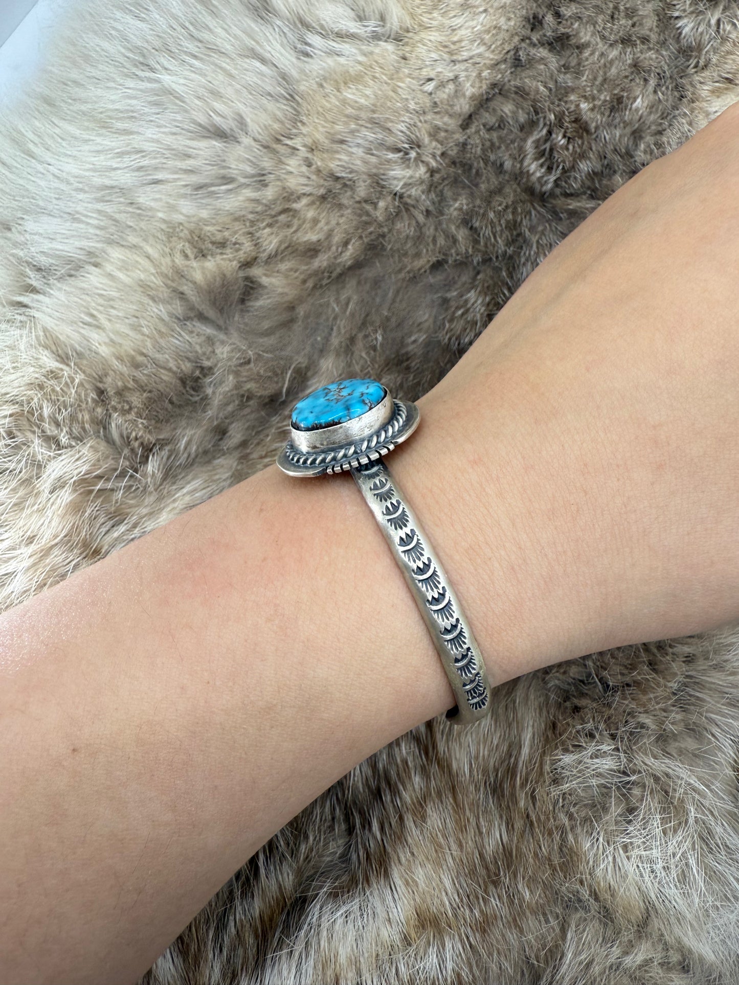 5.5"-6" Kingman Turquoise Bracelet by John Nelson, Navajo