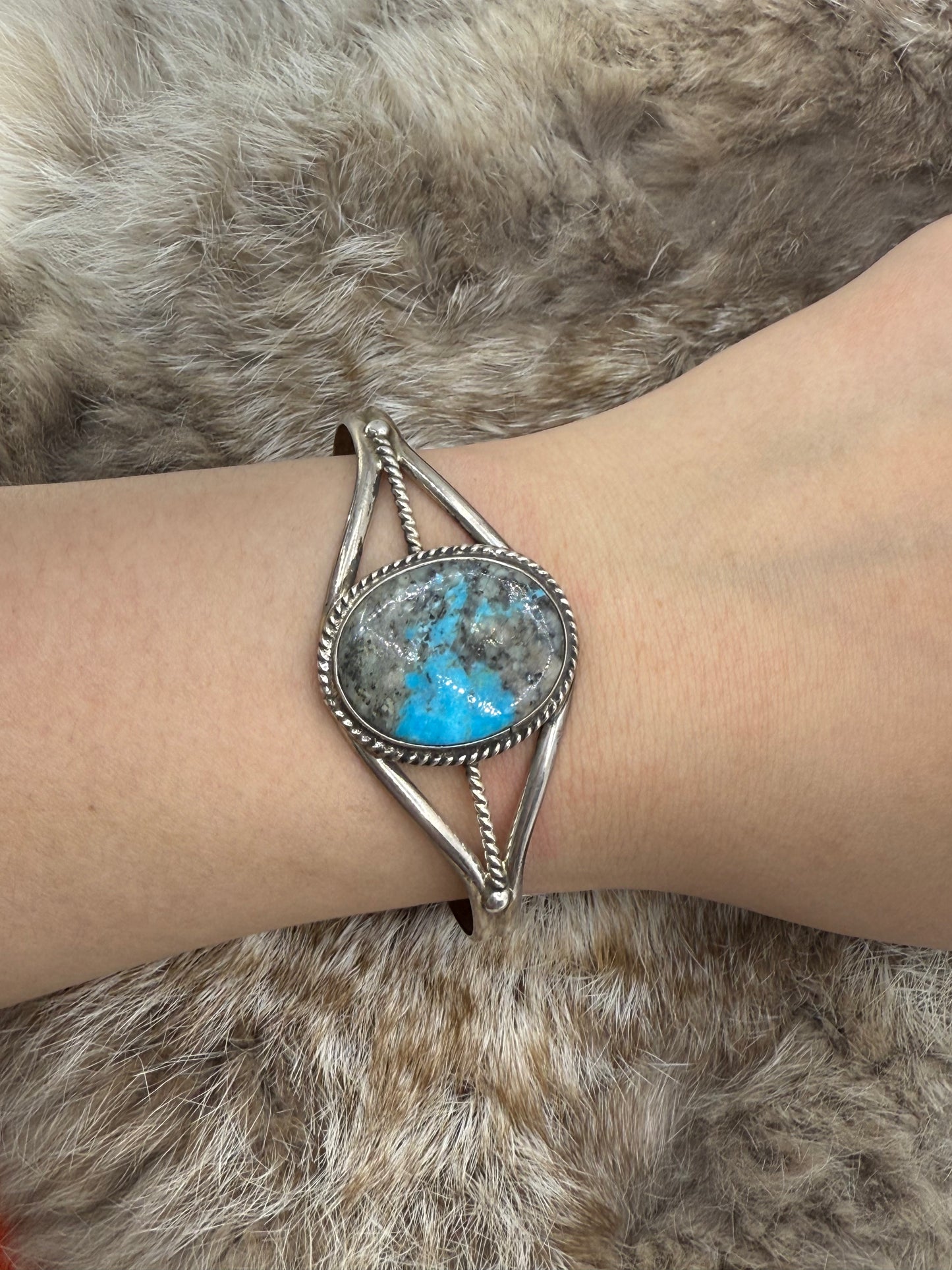 5.75"-7.25" Turquoise Bracelet by Marcella James, Navajo