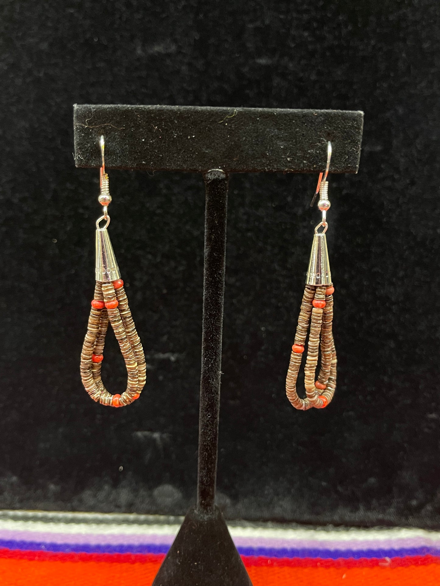 Brown and Coral Pearl Earrings