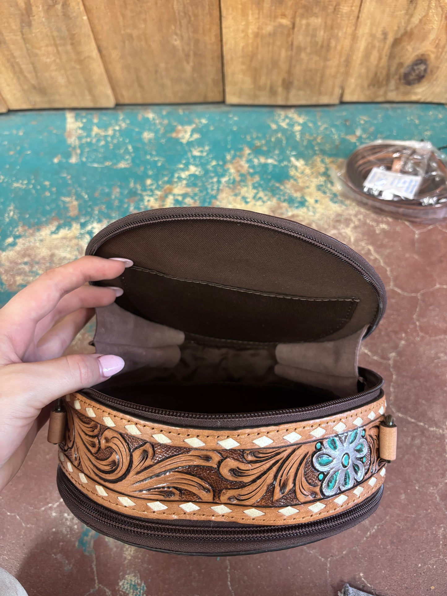 Suit Of Aces Tooled Leather Canteen Purse