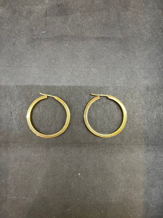 14k Plain Solid Gold Hoop Earrings
