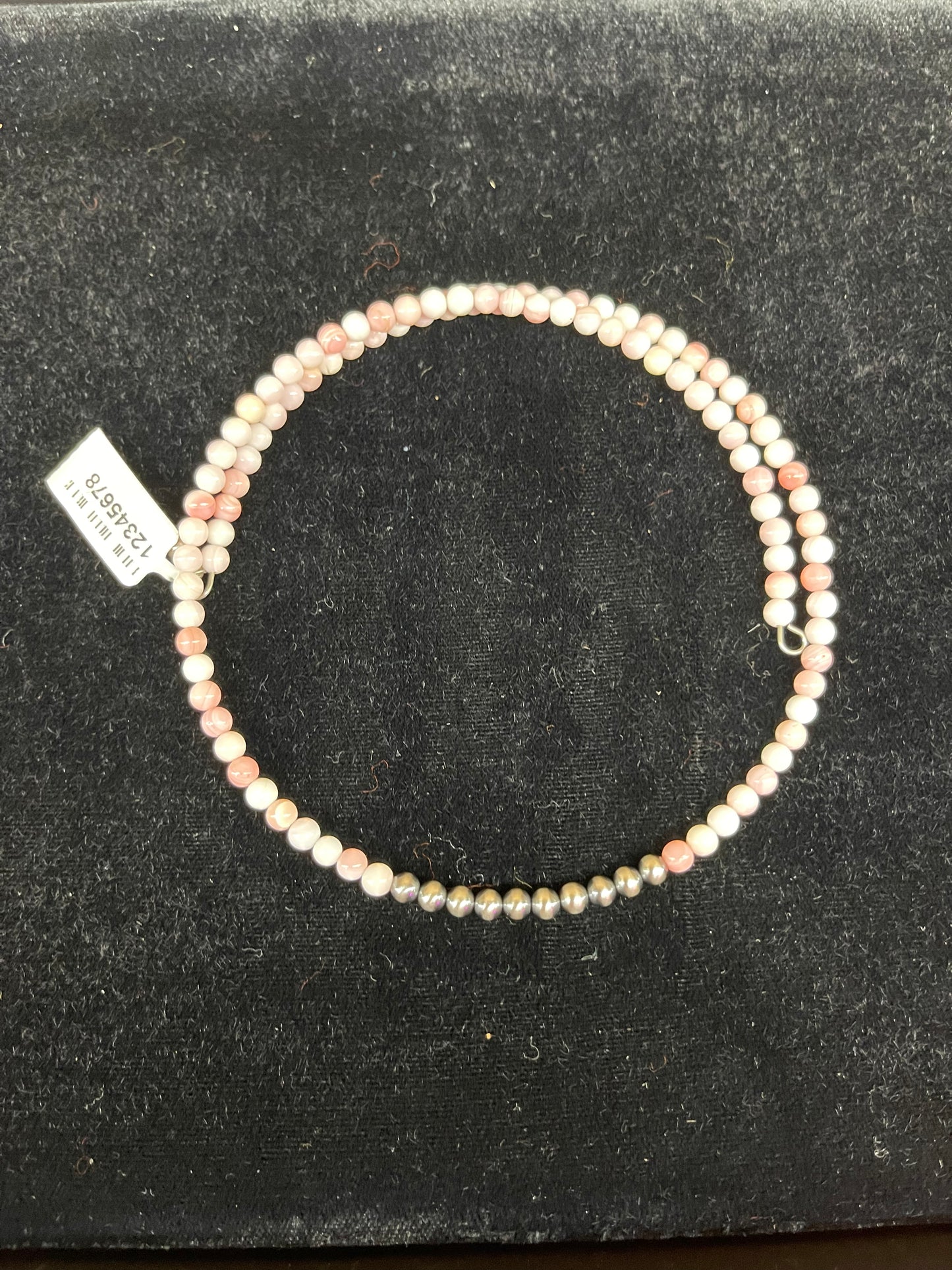 Pink Conch Shell and Navajo Pearl Memory Wire Choker