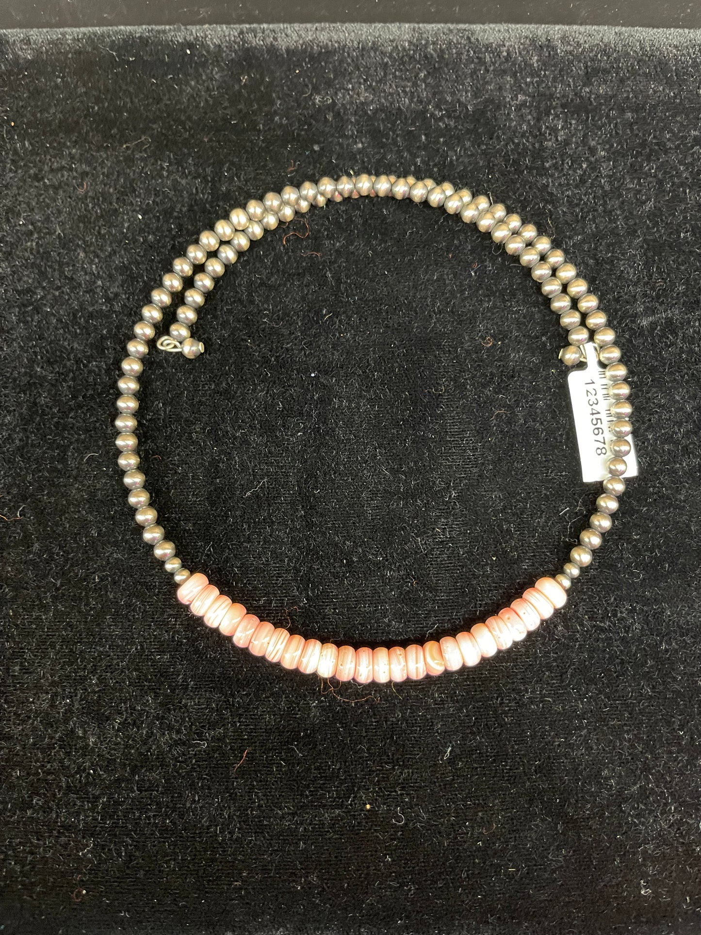 Pink Conch Shell and Navajo Pearl Memory Wire Choker