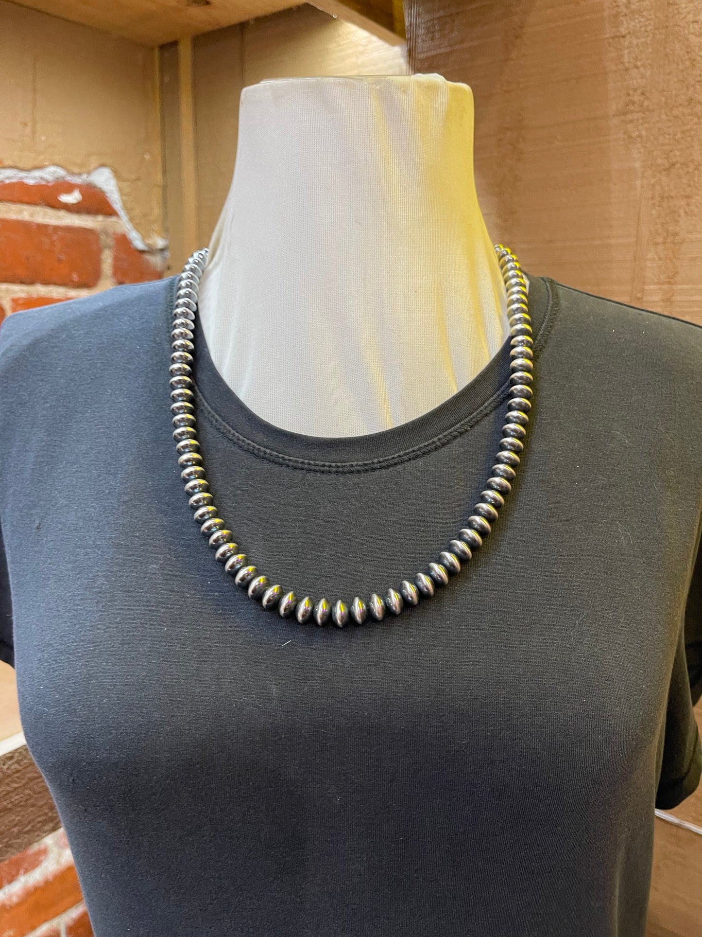 24" 9mm Saucer Navajo Pearl Necklace