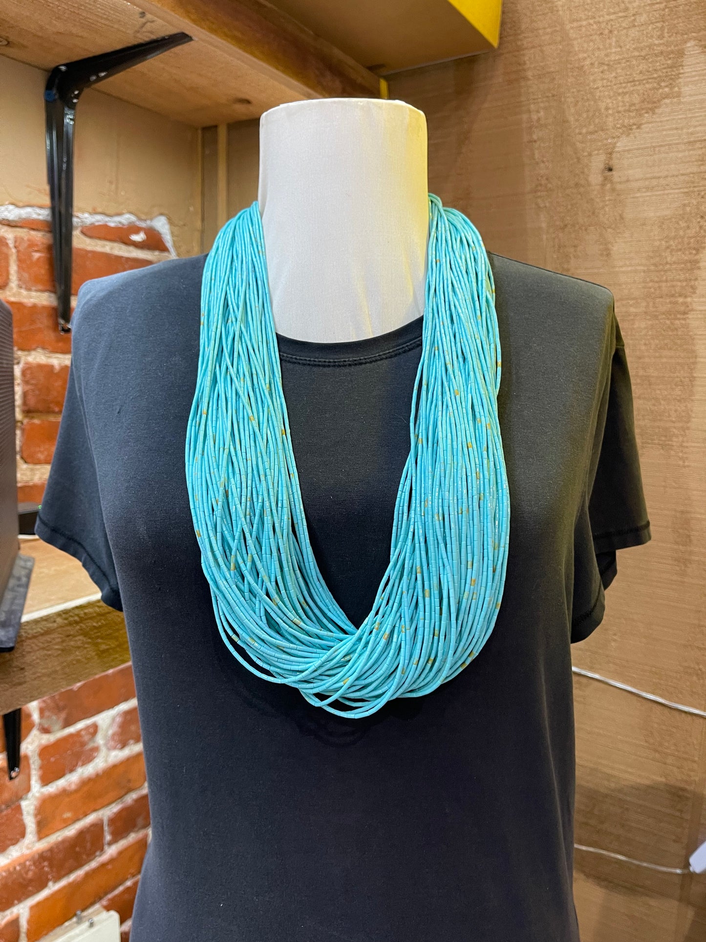 100 Strand Turquoise Necklace With Sterling Silver Hook