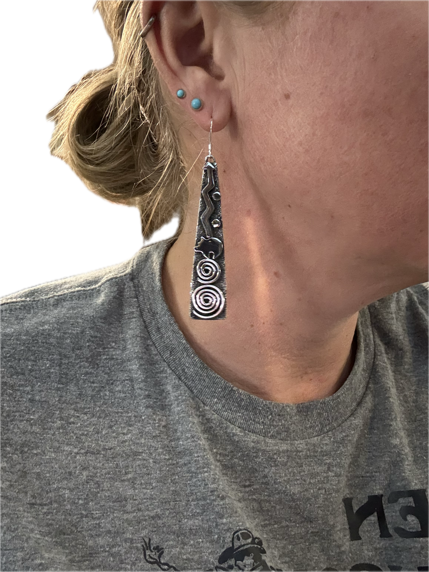 Tee Pee Petroglyph Earrings by Alex Sanchez, Navajo