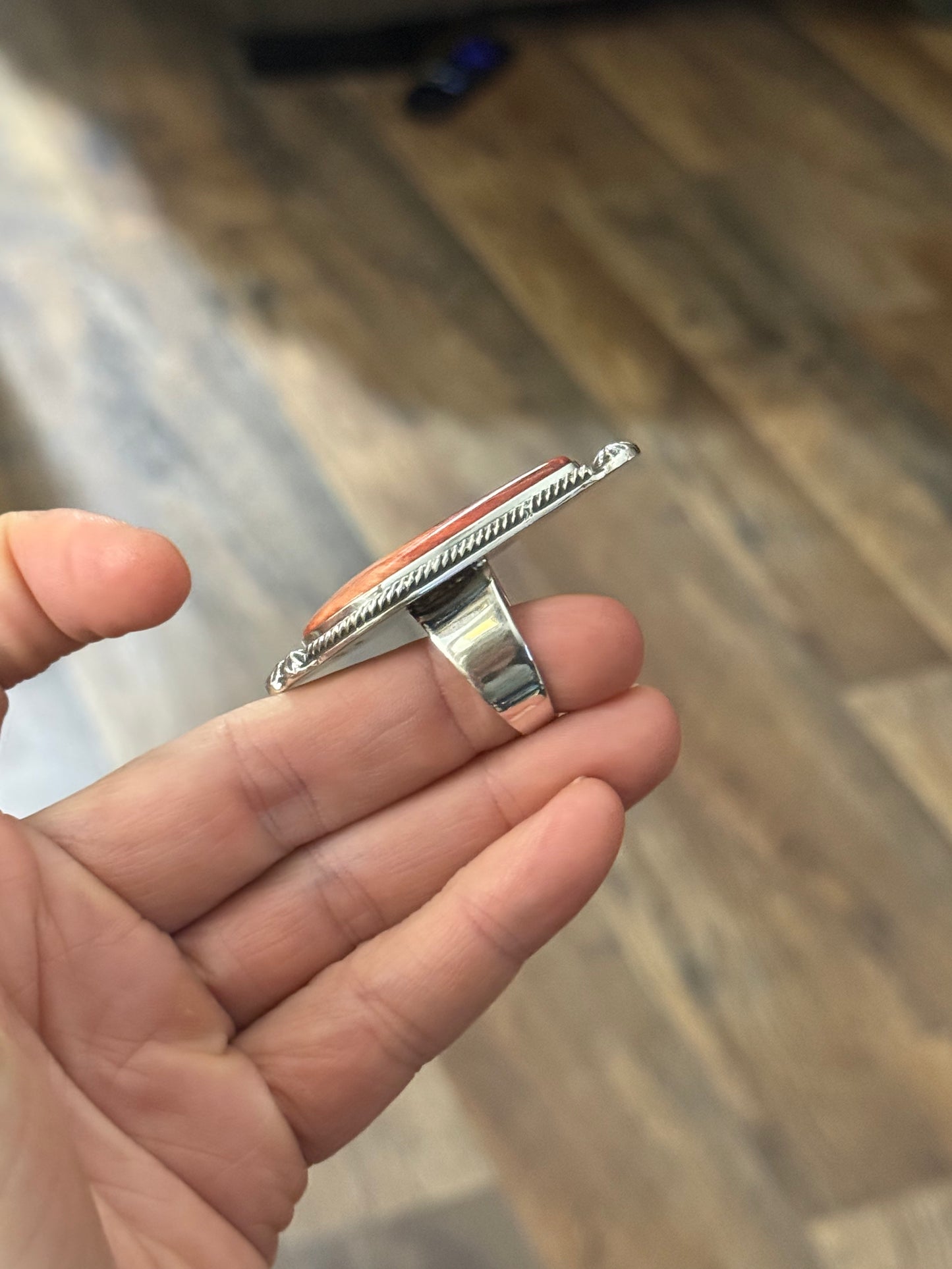 10.5 Spiny Oyster Shell Ring by Marie Jackson, Navajo