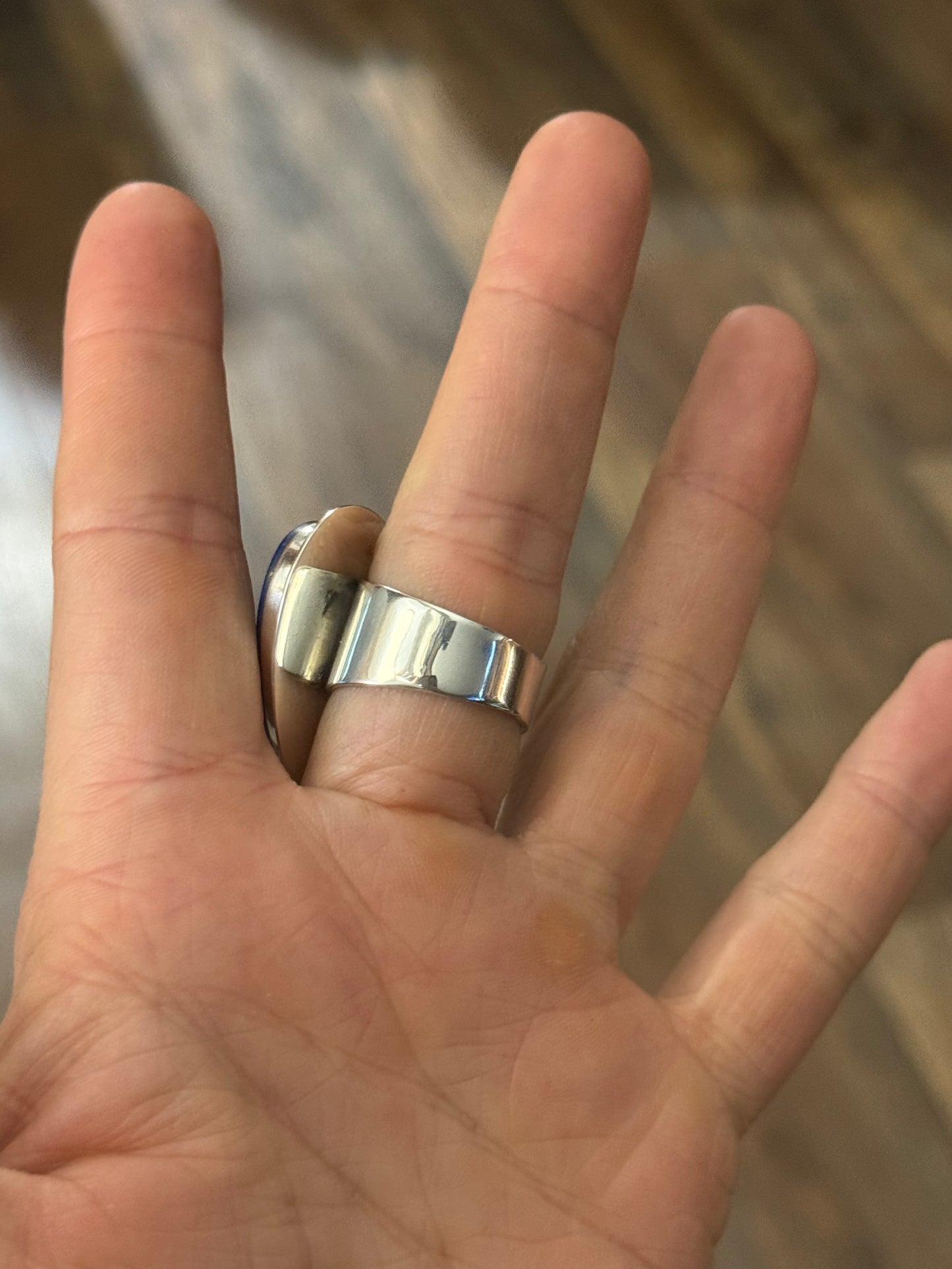 8.5 Blue Lapis Heart Ring by Marie Jackson, Navajo